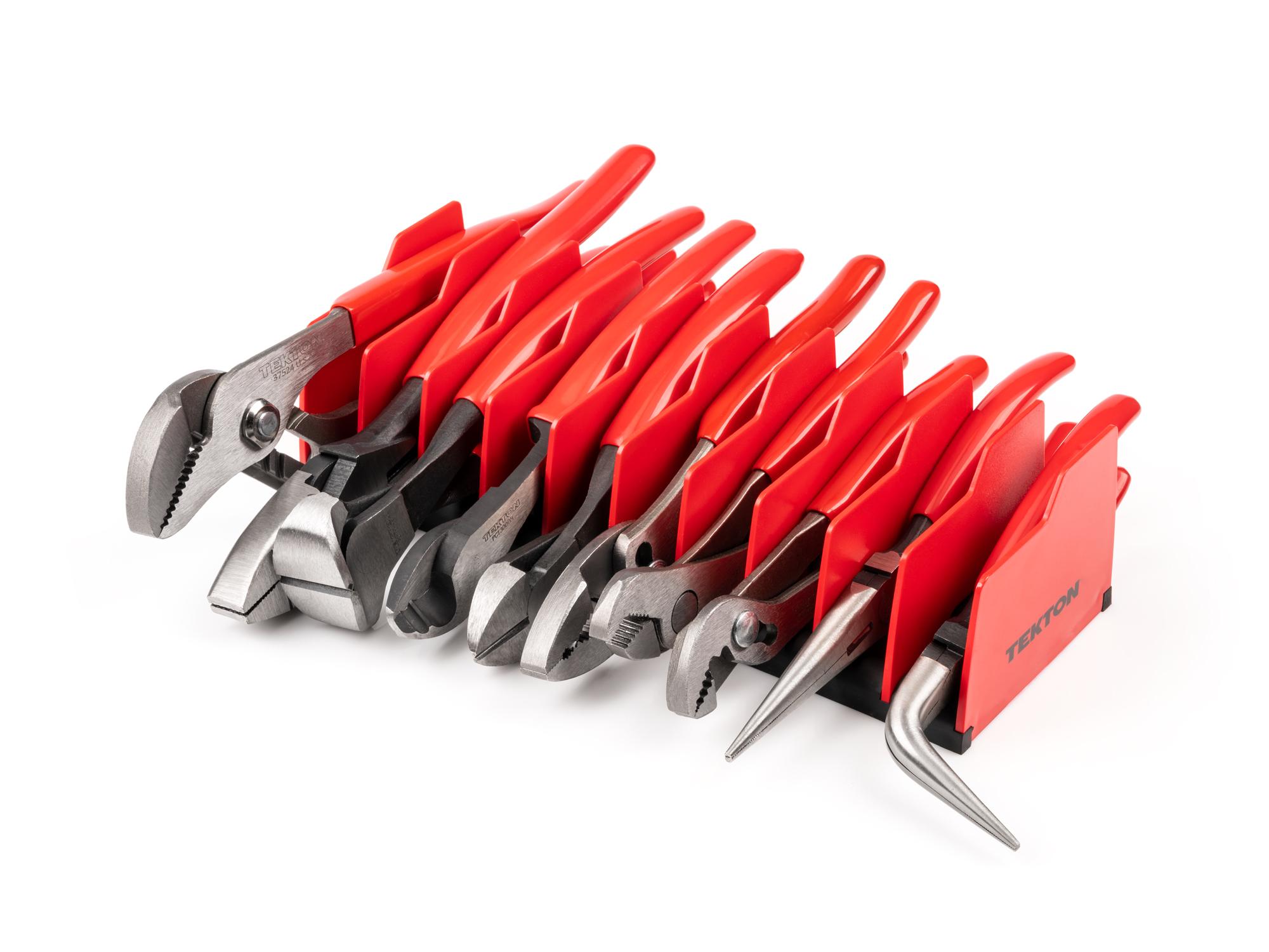 Front-right angle view of Tekton rack mixed pliers set set. Item #PLR99201