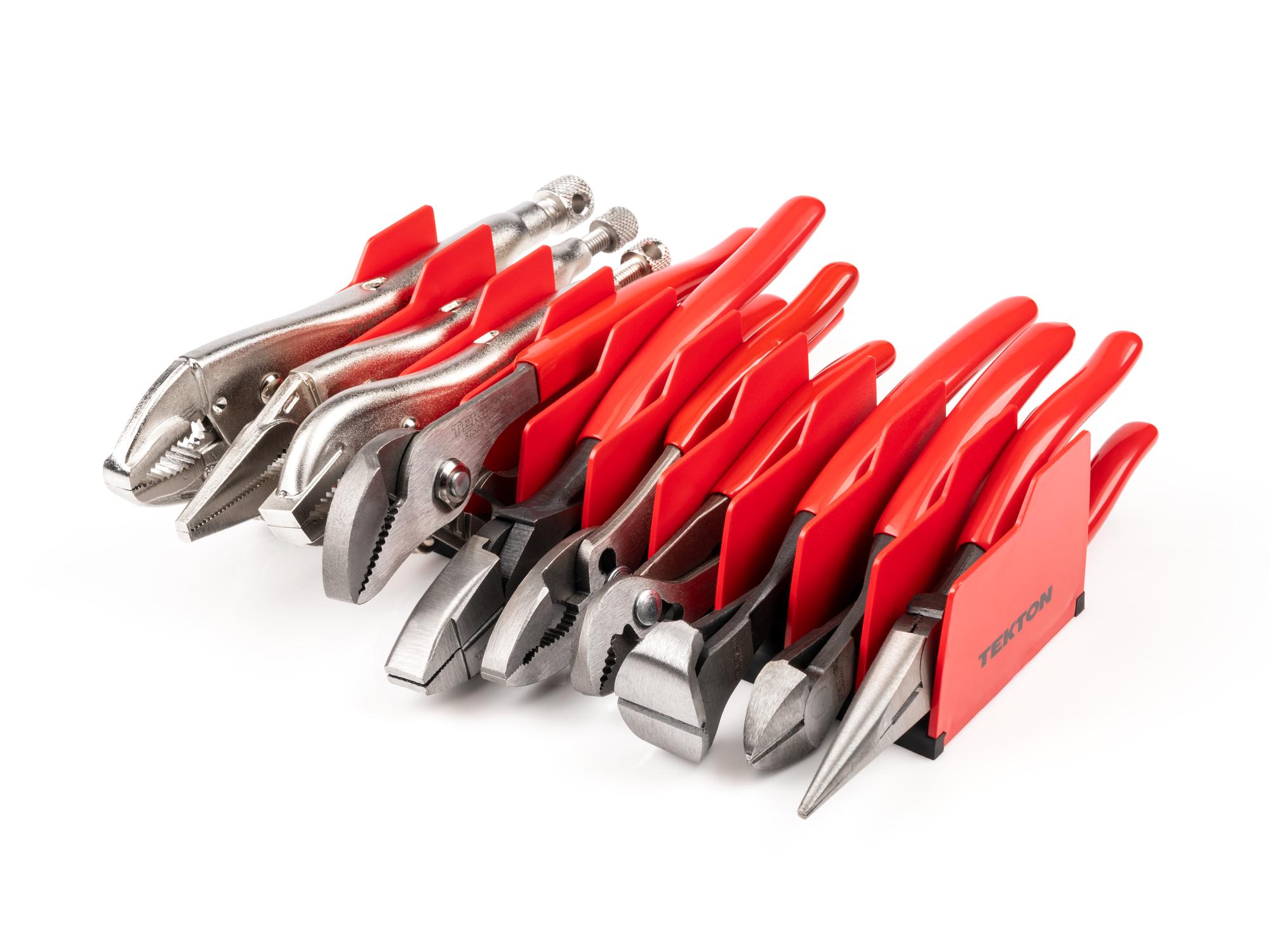 Front-right angle view of Tekton rack mixed pliers set set. Item #PLR99202