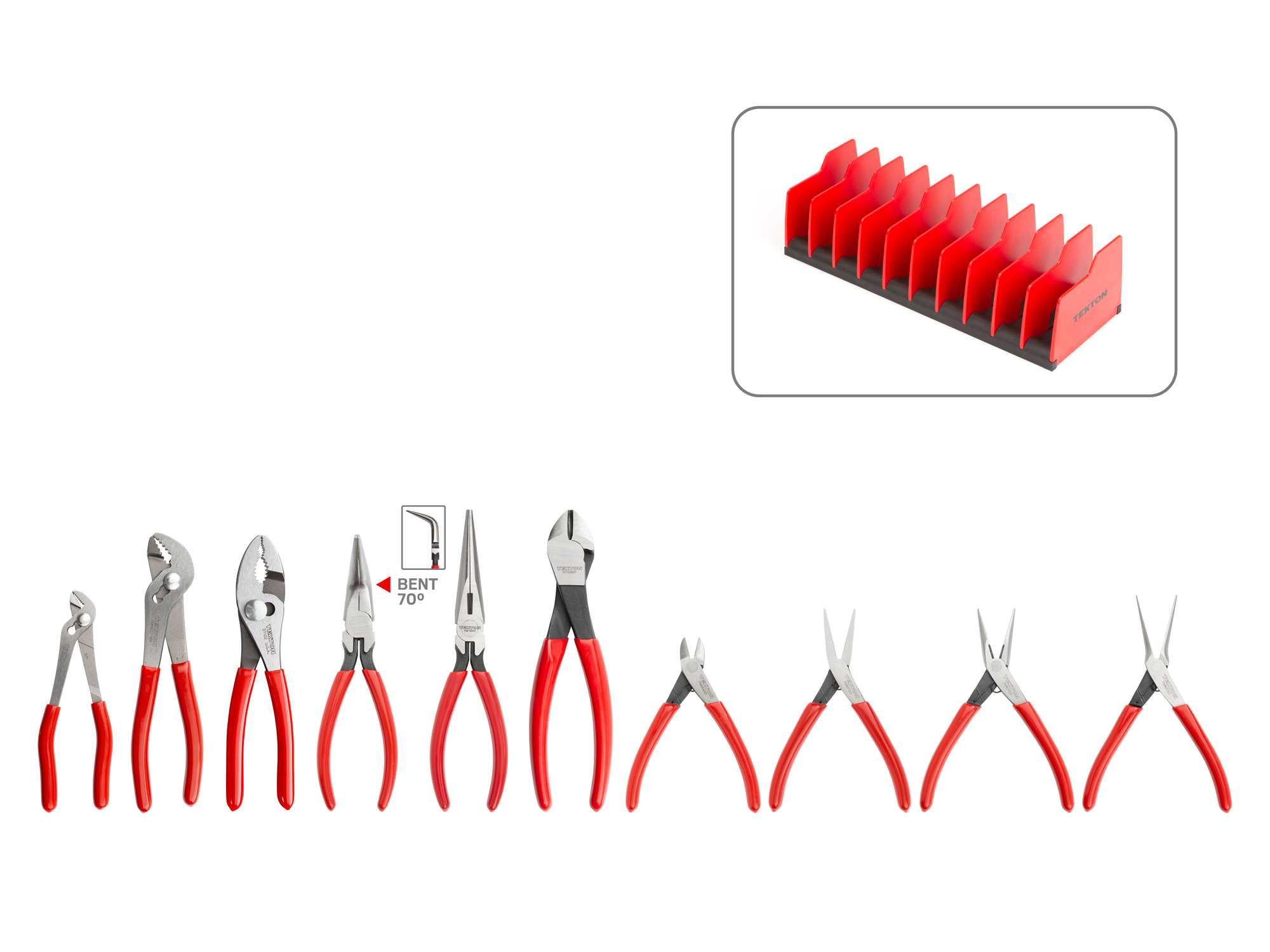 Gripping, Cutting, Mini Pliers Set with Rack (10-Piece)