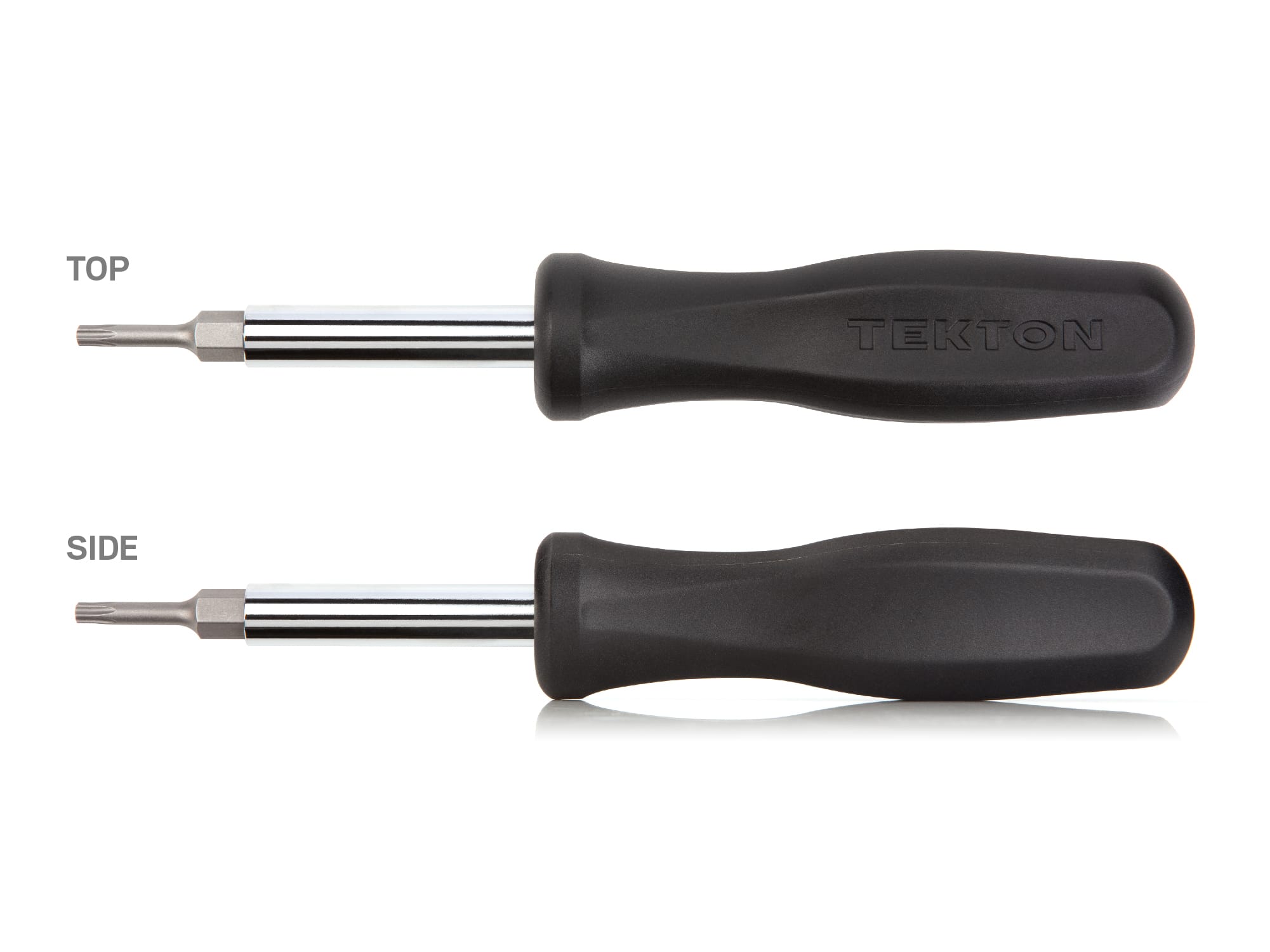 Multi-bit driver DMS14003 has 6 tools in 1: four Torx, and two nut driver sizes (3/16, 1/4 inch). Mechanic's style handle is molded in the USA. DMS14003.