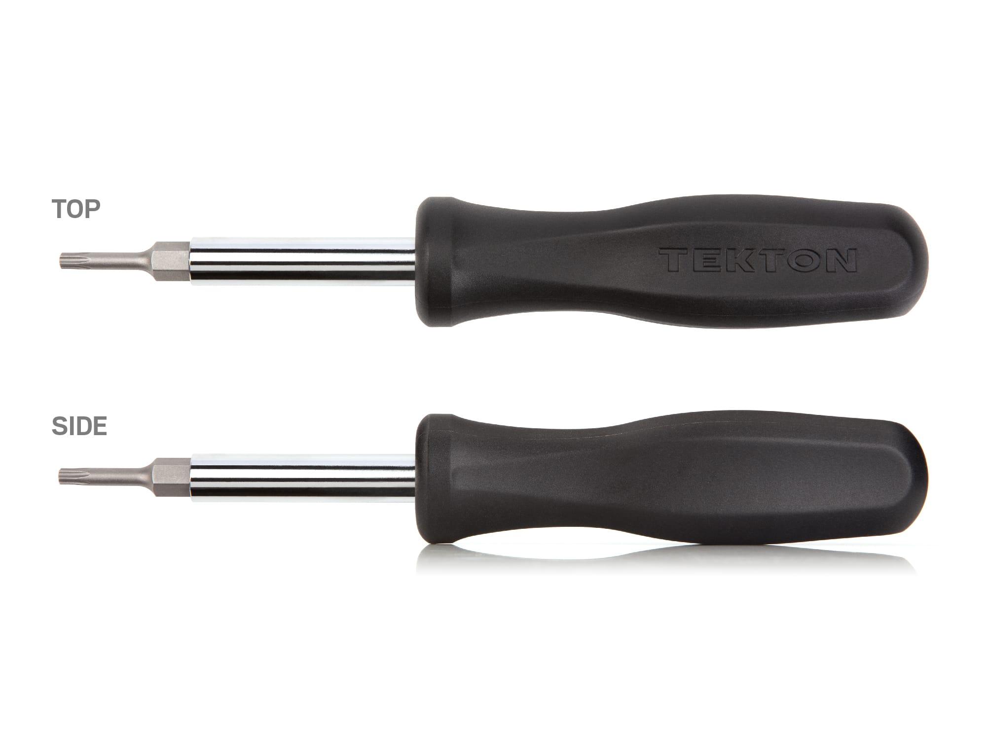 Side view of black Tekton multi-bit driver. Item #DMS14003
