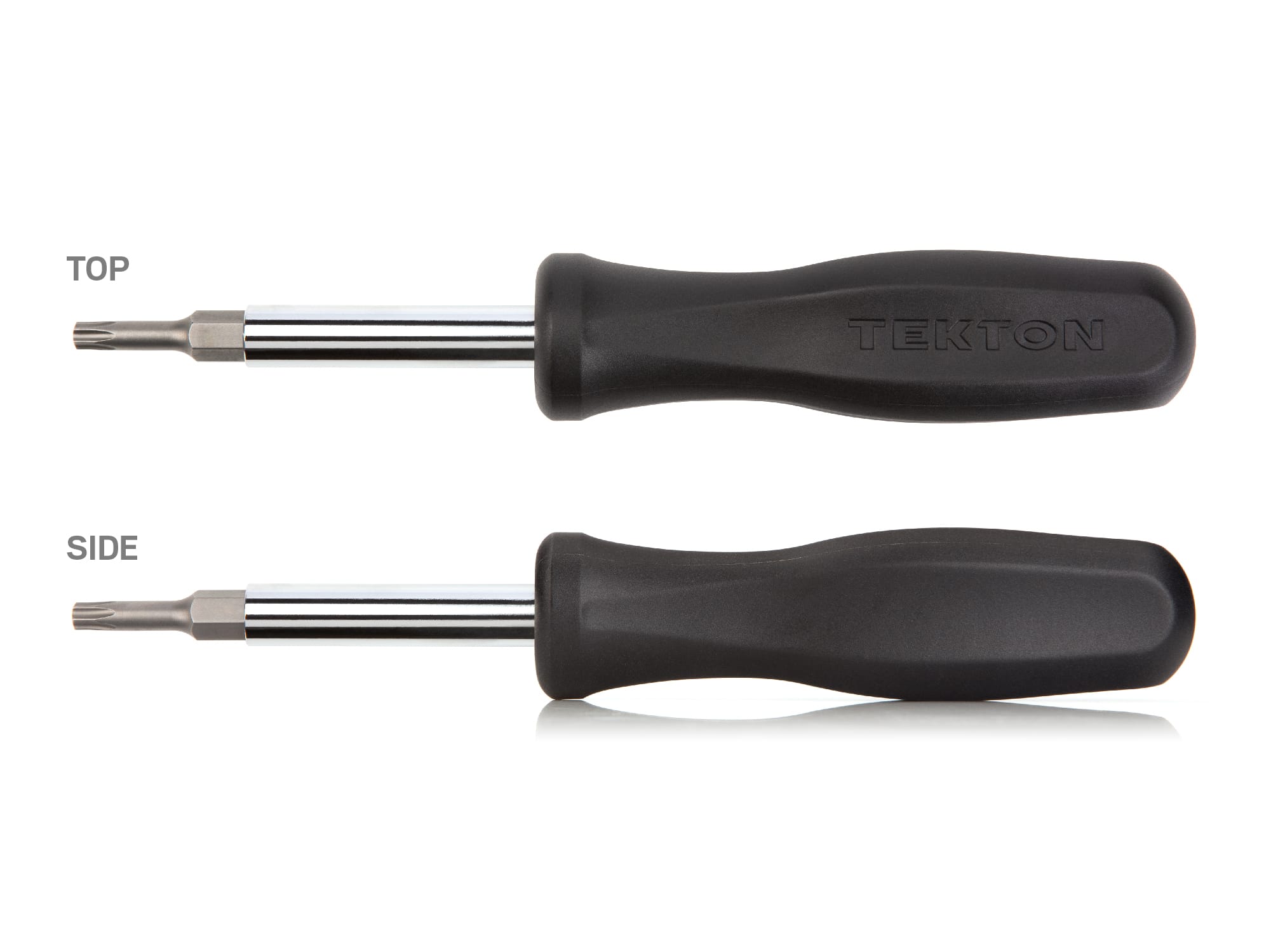 Multi-bit driver DMS14005 has 6 tools in 1: four Torx, and two nut driver sizes (3/16, 1/4 inch). Mechanic's style handle is molded in the USA. DMS14005.