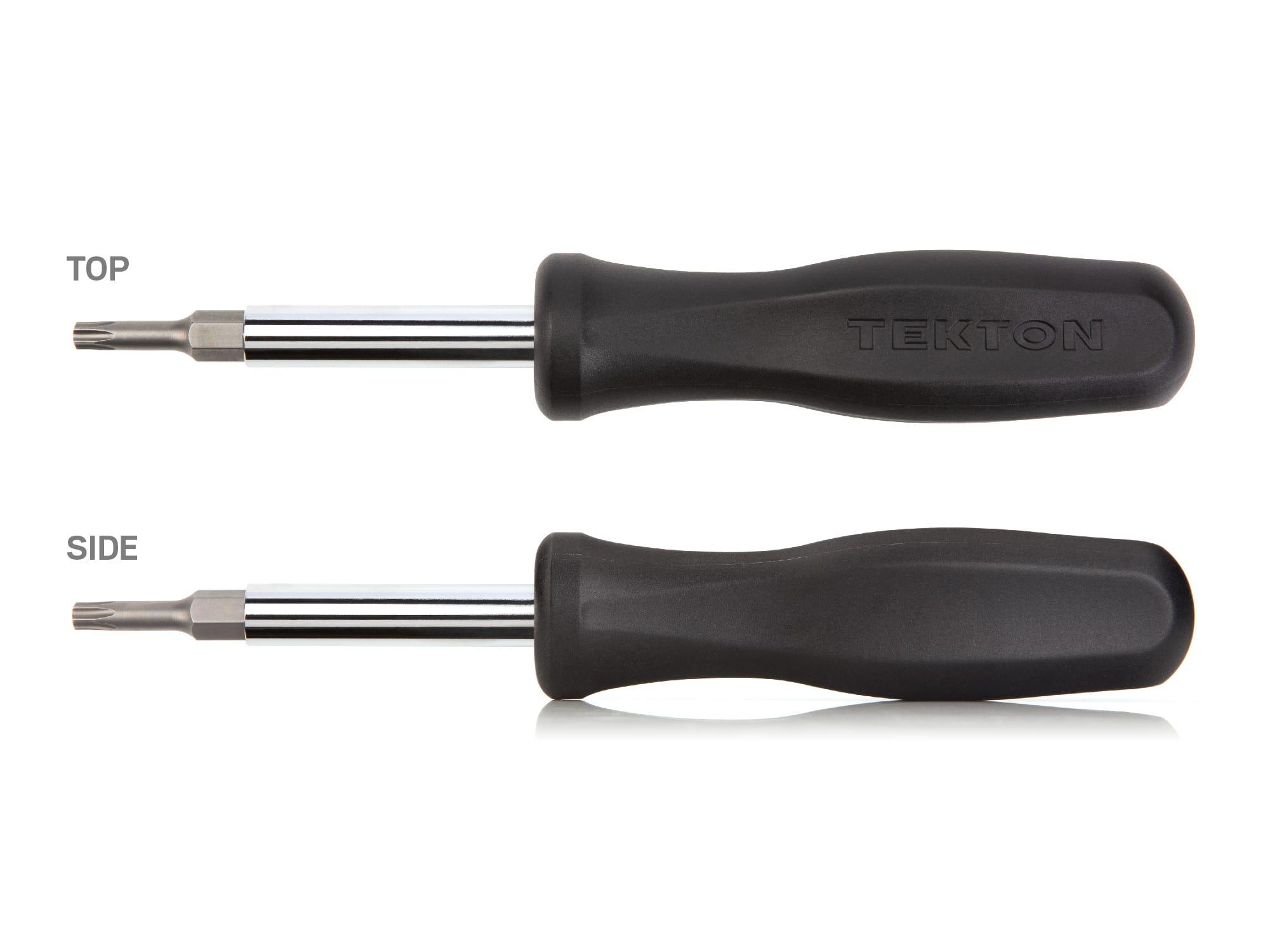 Side view of black Tekton multi-bit driver. Item #DMS14005