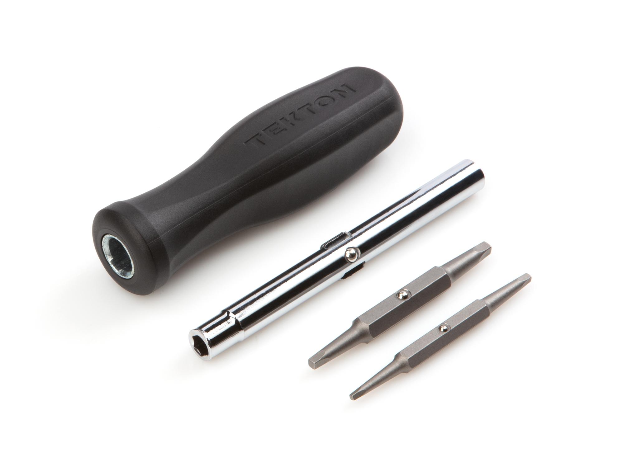 Laid out contents of black Tekton multi-bit driver. Item #DMS14006