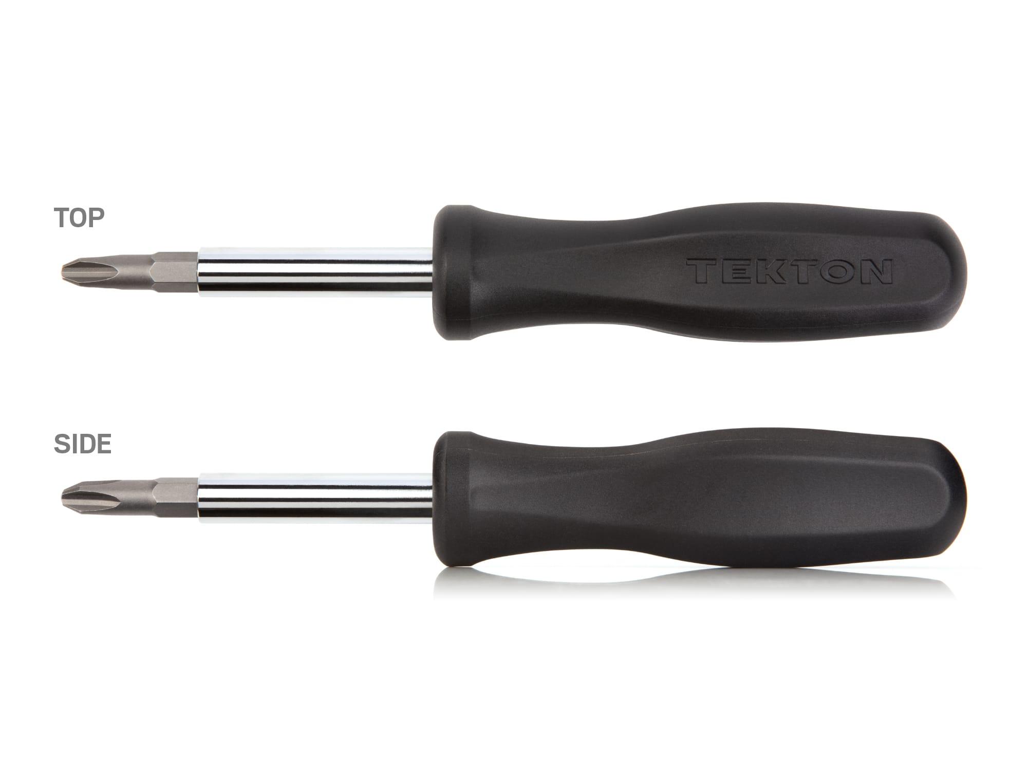 Side view of black Tekton multi-bit driver. Item #DMS14007