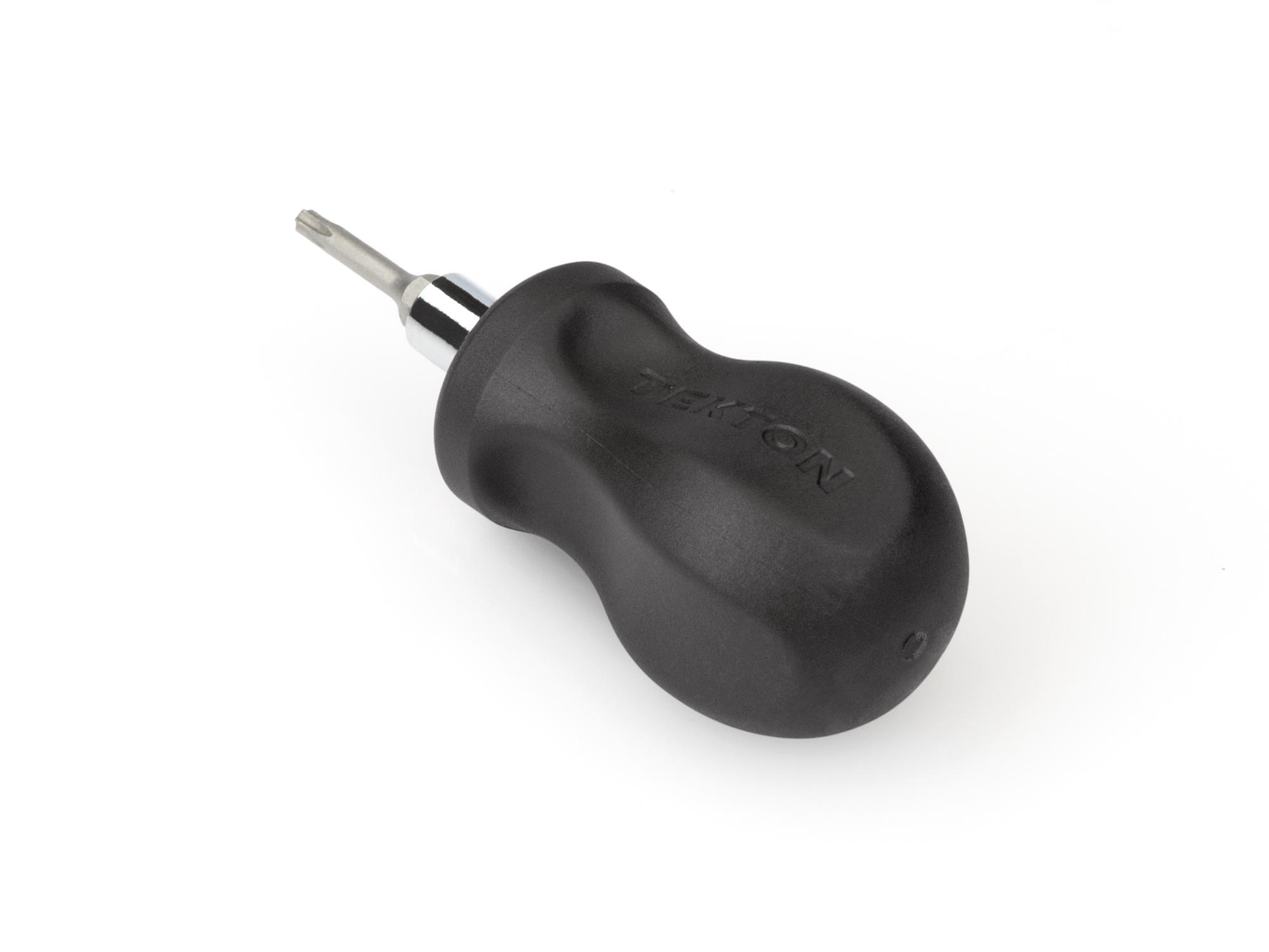 Back angle view of black Tekton multi-bit driver. Item #DMT13003