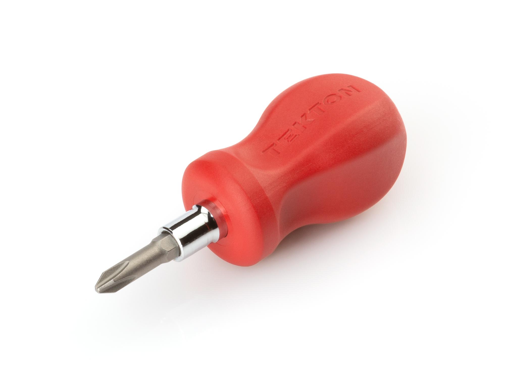 Front-right angle view of red Tekton multi-bit driver. Item #DMT17002