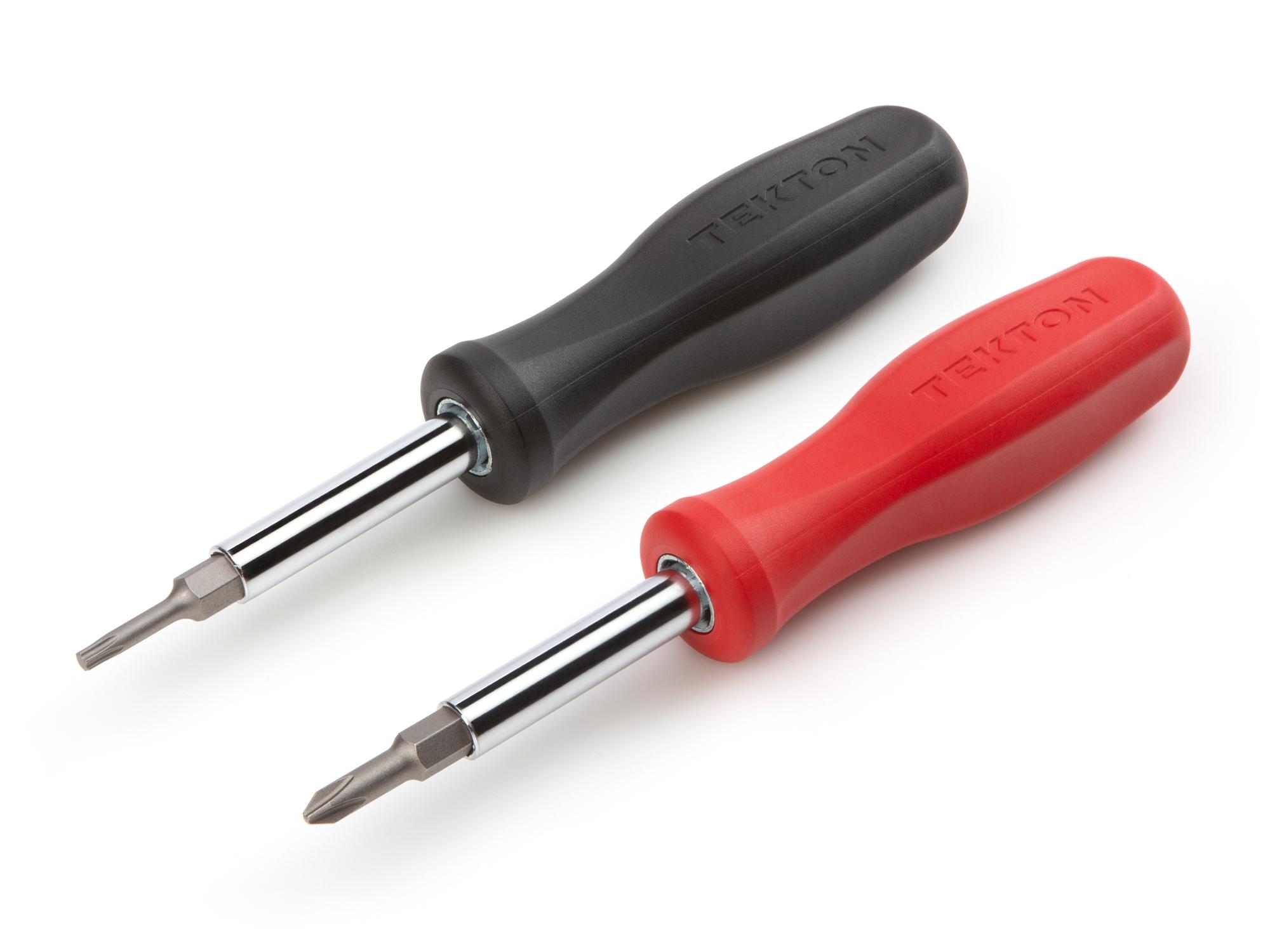 Front-right angle view of Tekton multi-bit driver set. Item #DMS91001