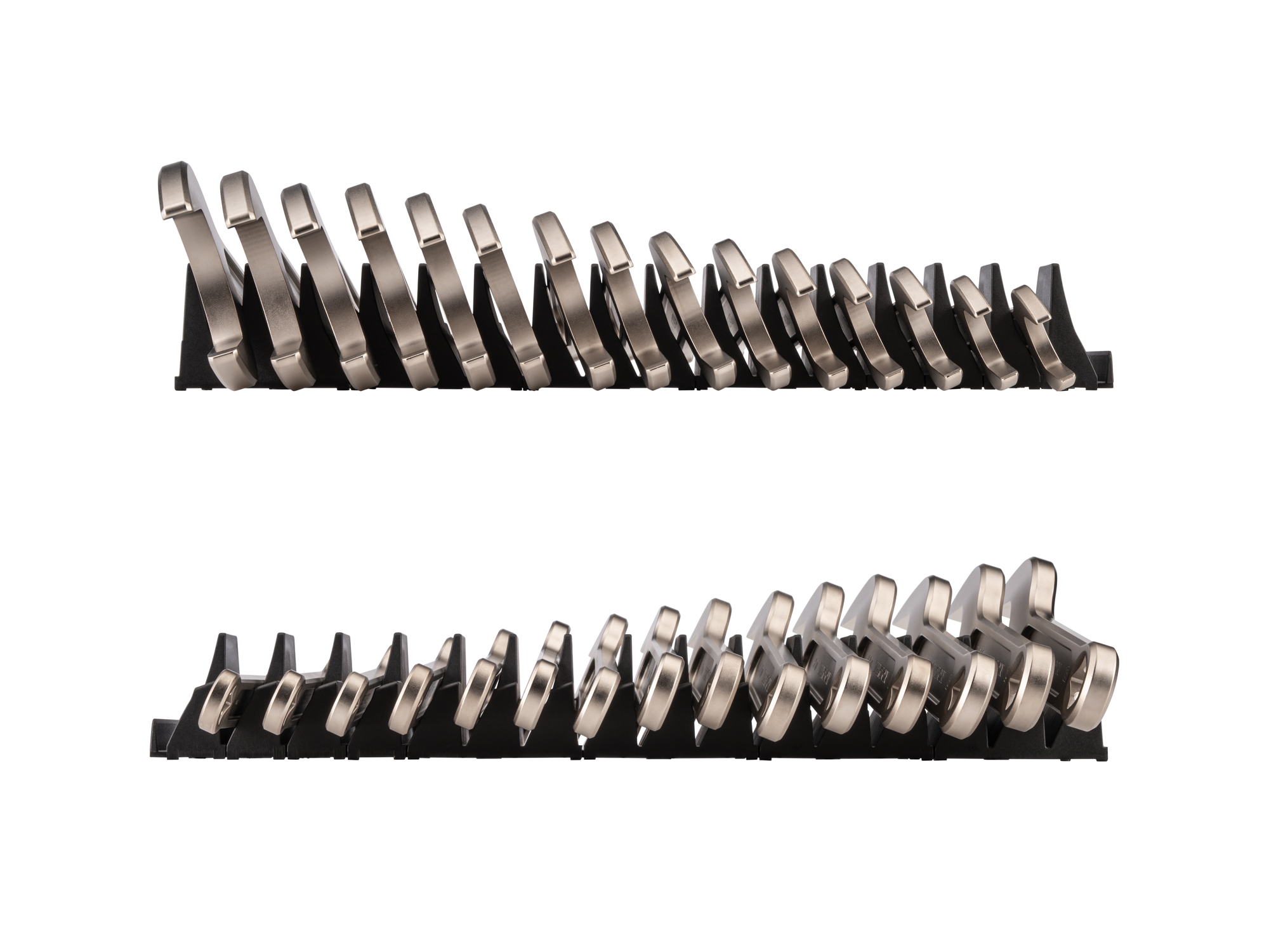 Side view of  Tekton modular open end wrench set. Item #WSE95100