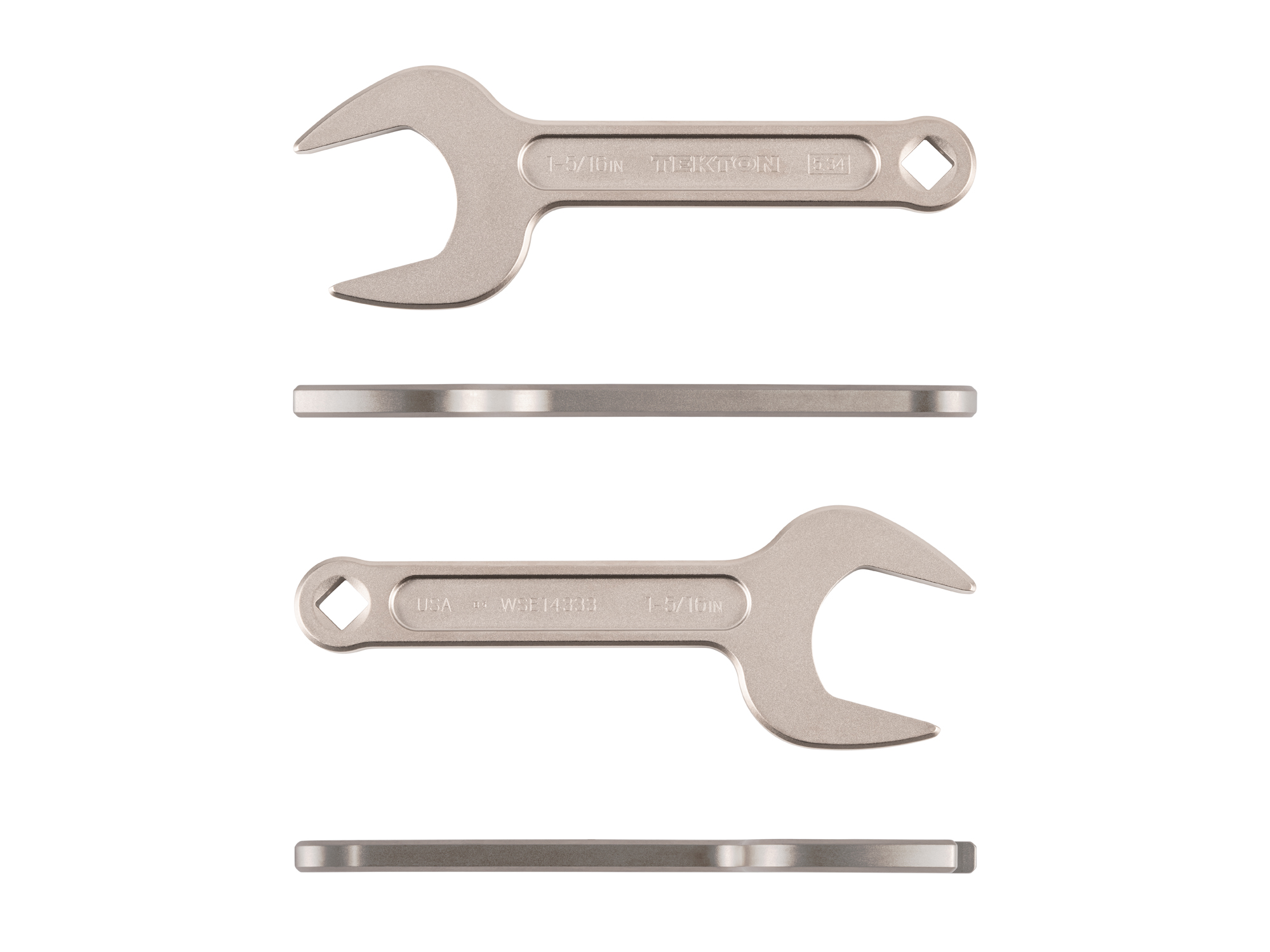 Side view of Tekton 1 5/16 inch open end wrench set. Item #WSE14333