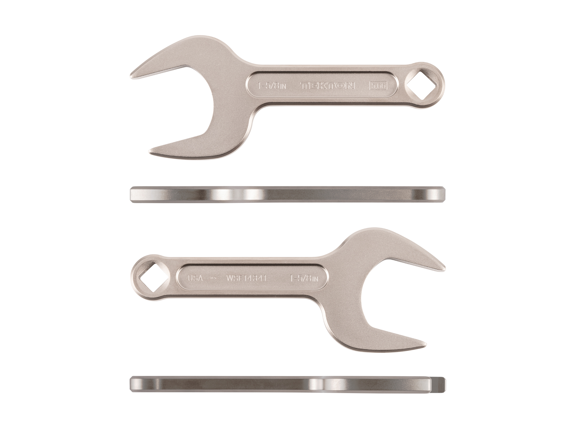 Side view of Tekton 1 5/8 inch open end wrench set. Item #WSE14341