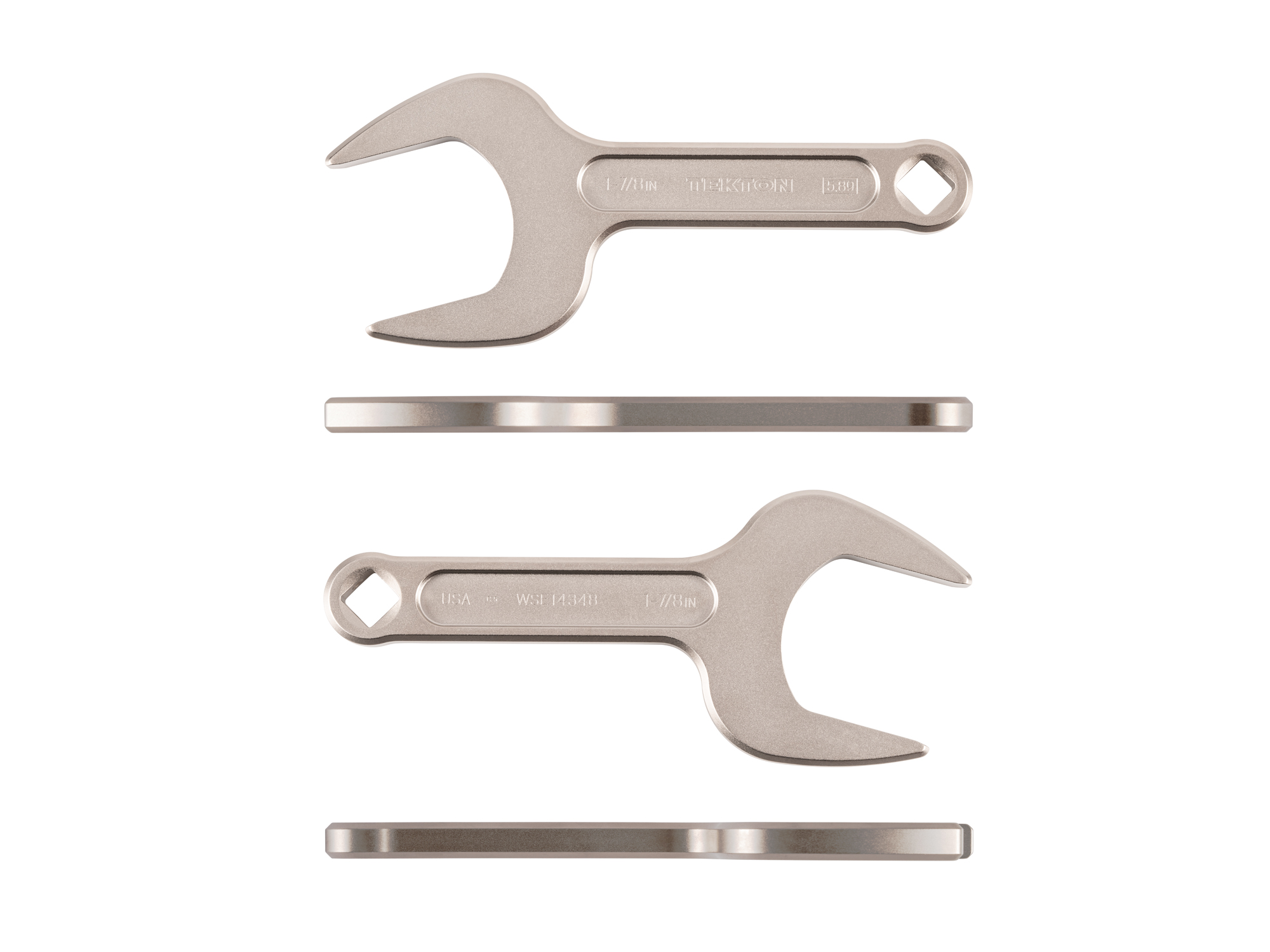 Side view of Tekton 1 7/8 inch open end wrench set. Item #WSE14348
