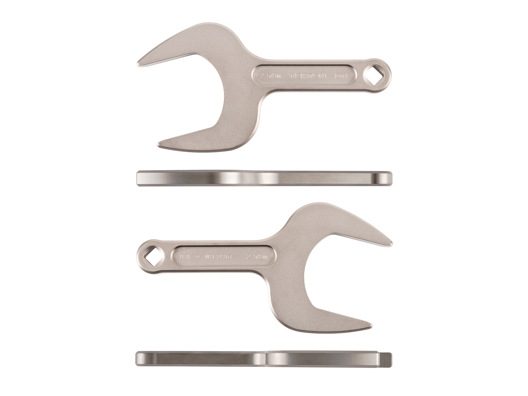 Side view of Tekton 2 5/8 inch open end wrench set. Item #WSE14367