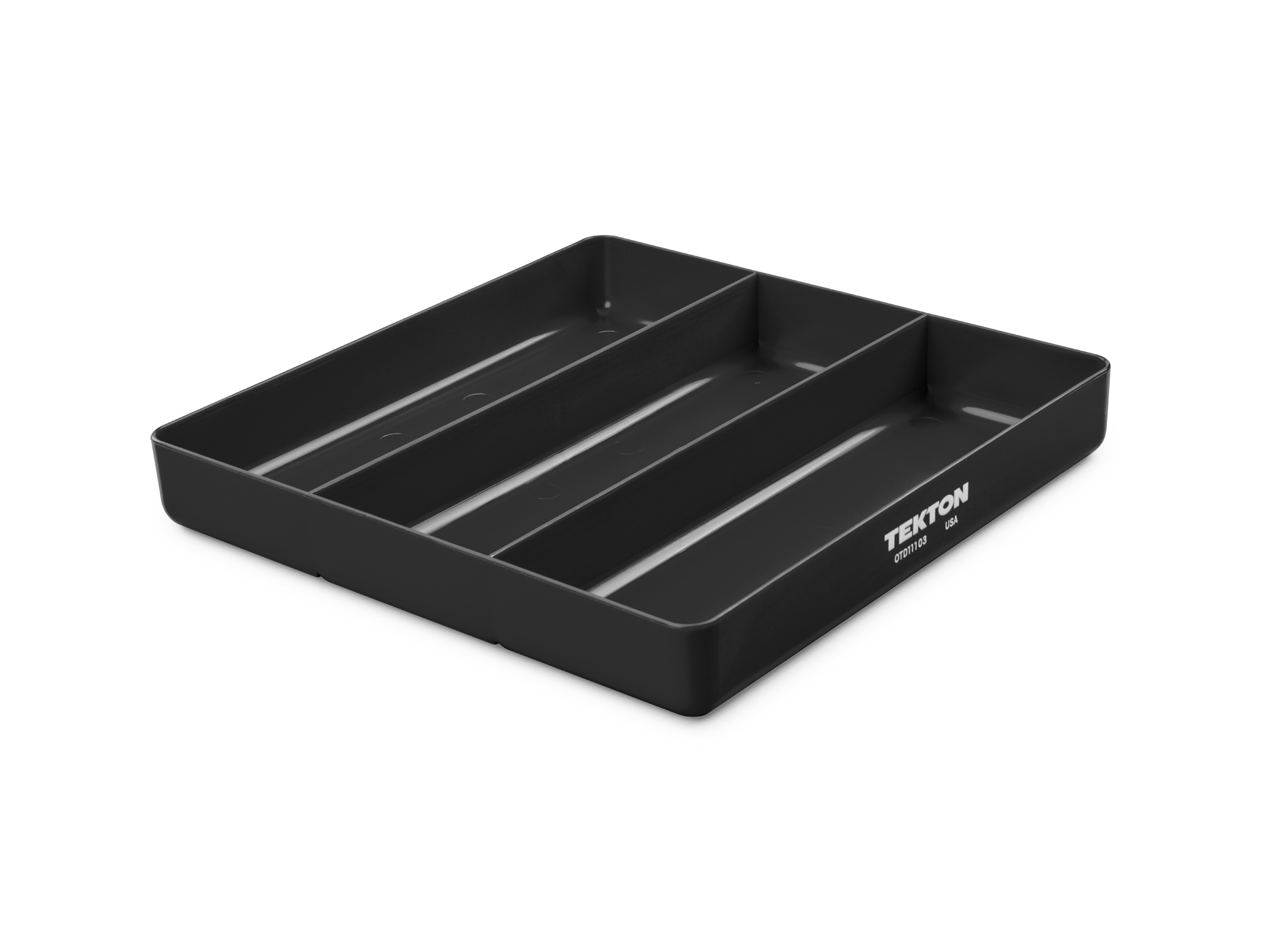 3 compartment organizer tray (Black). Store small parts, pieces, and tools in a stackable organizer tray. Made in the USA. OTD11103.