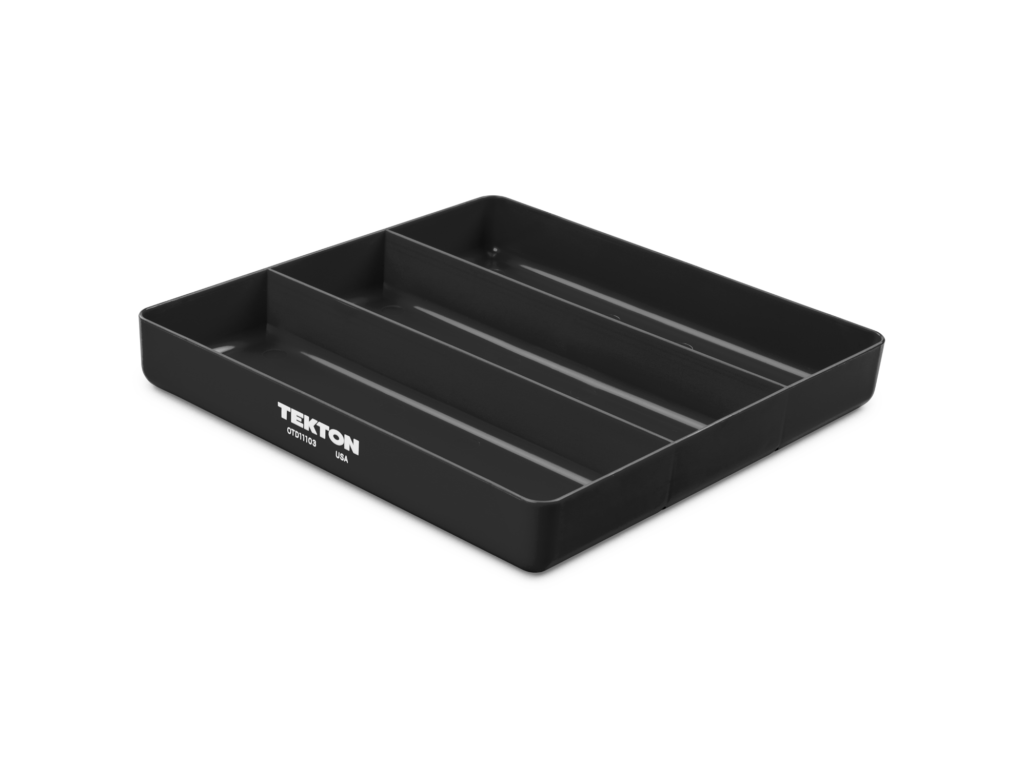 3 compartment organizer tray (Black). Store small parts, pieces, and tools in a stackable organizer tray. Made in the USA. OTD11103.