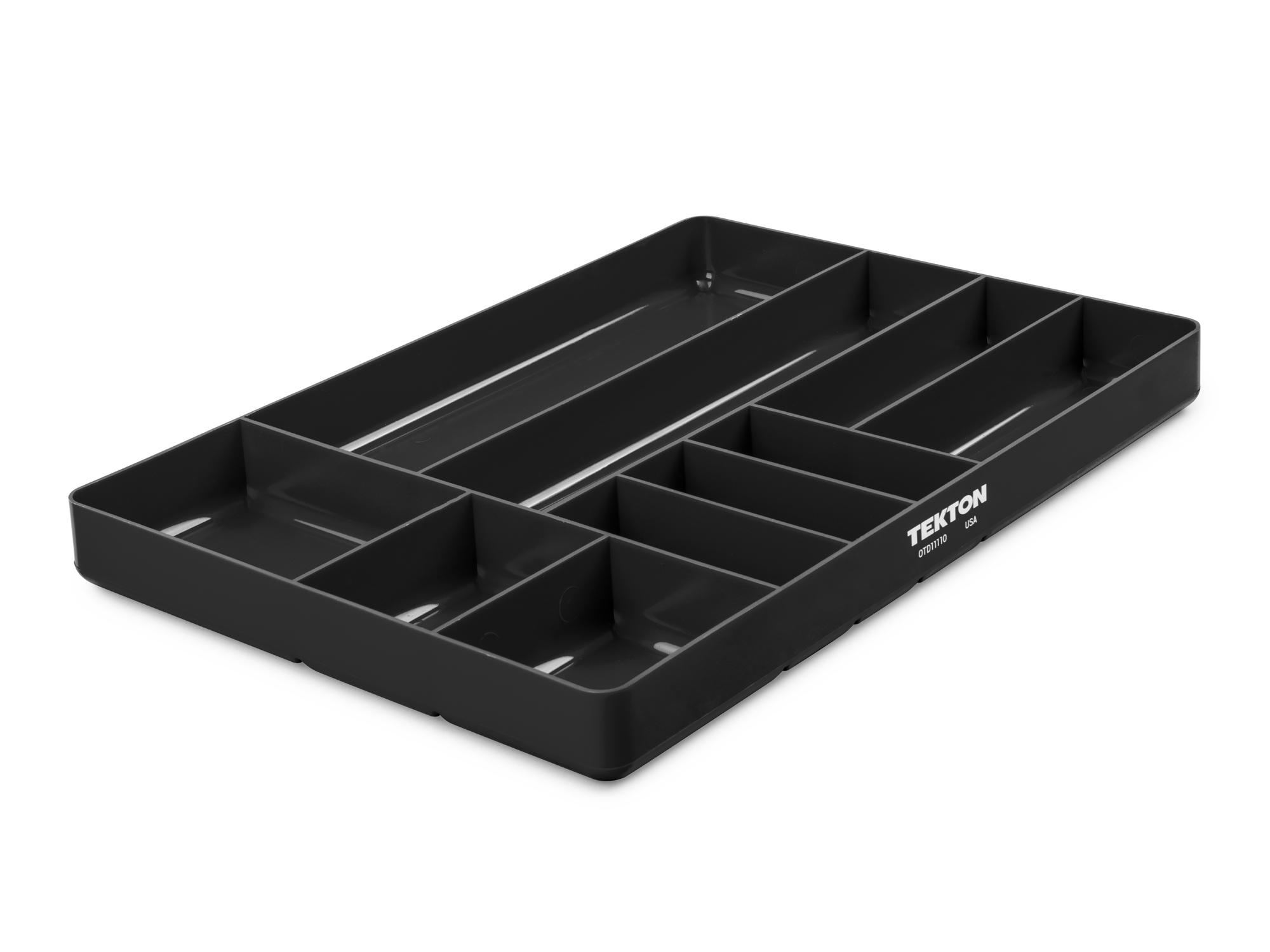 Front-right angle view of black Tekton organizer tray organizer tray. Item #OTD11110