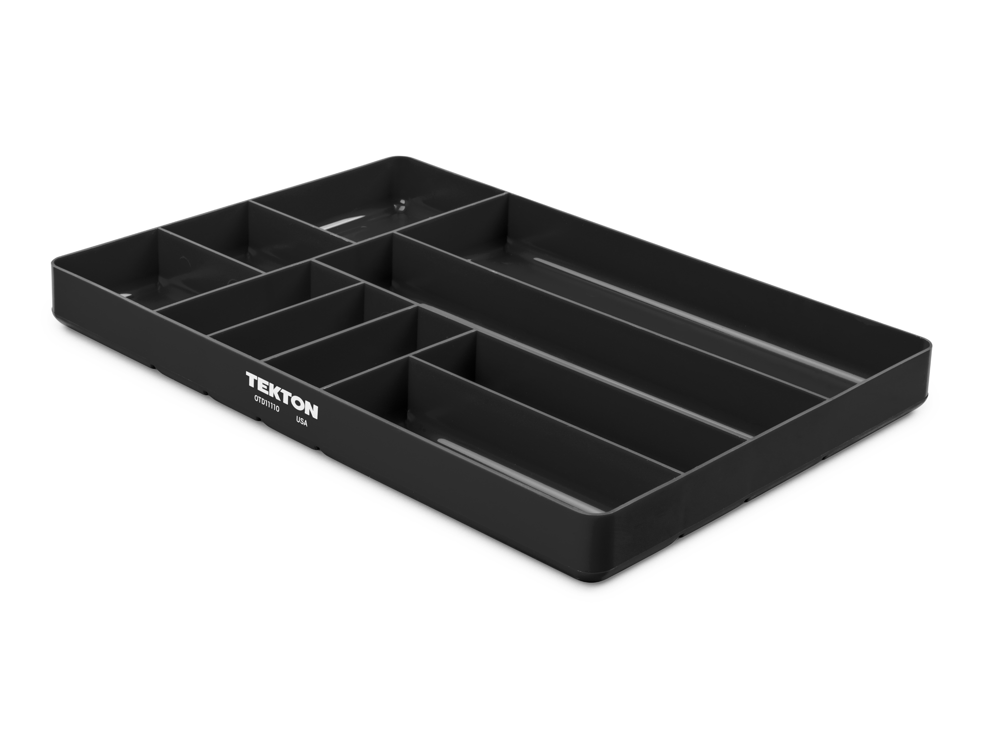 10 compartment organizer tray (Black). Store small parts, pieces, and tools in a stackable organizer tray. Made in the USA. OTD11110.