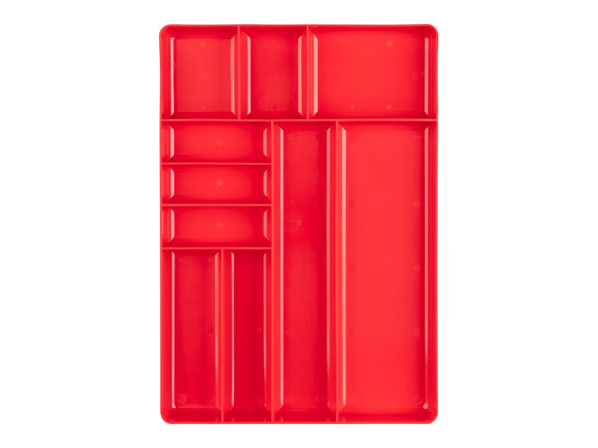 Top view of red Tekton organizer tray organizer tray. Item #OTD11210