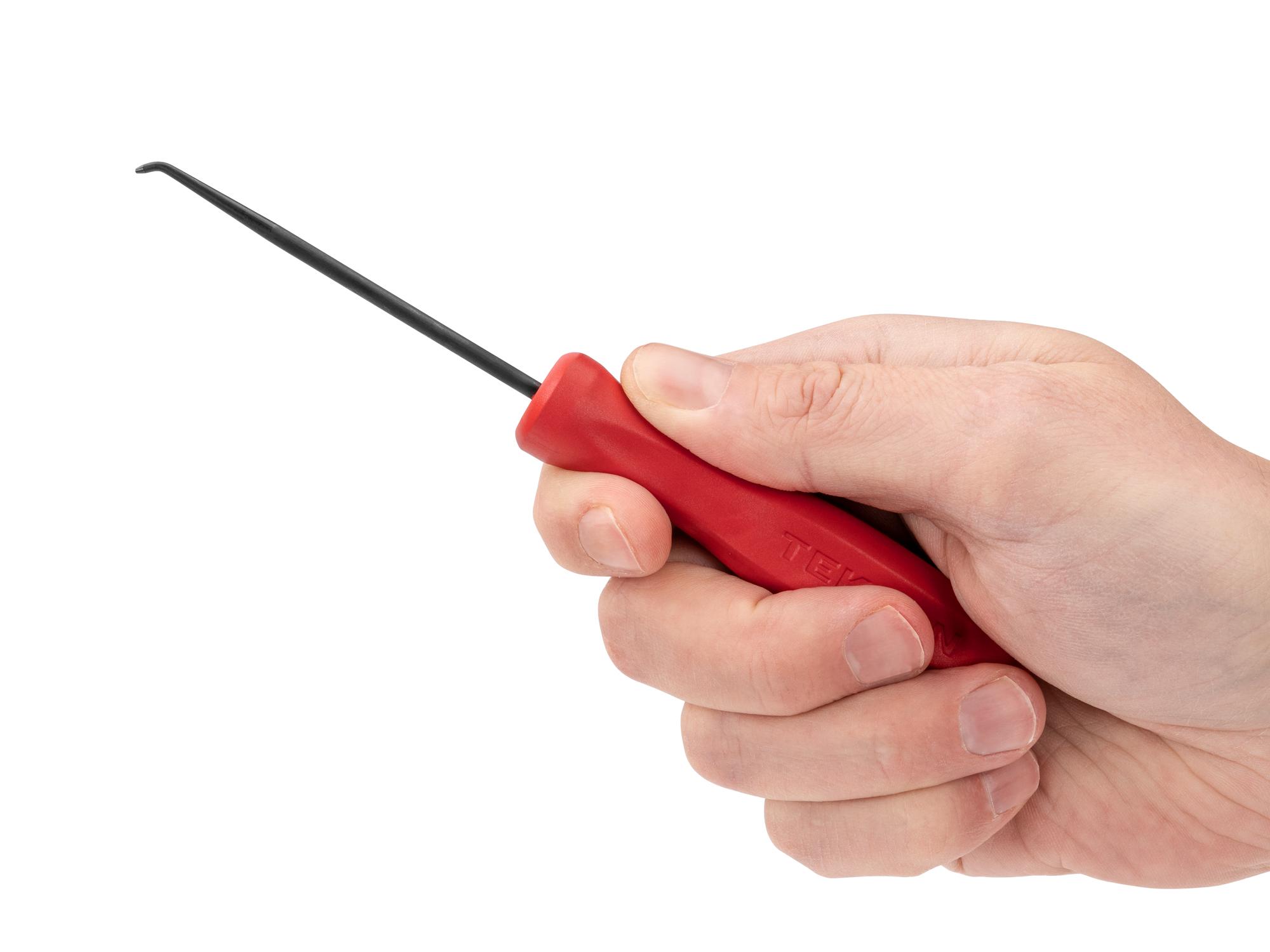 Person holding Tekton 3 inch pick and hook. Item #PNH24102