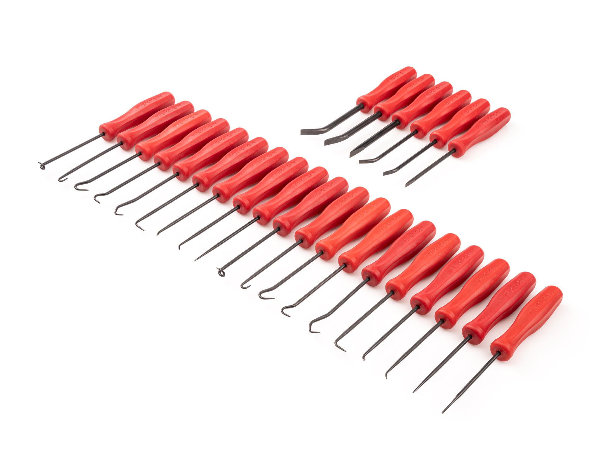 Front-right angle view of  Tekton 3 inch pick and hook set. Item #LVR10005