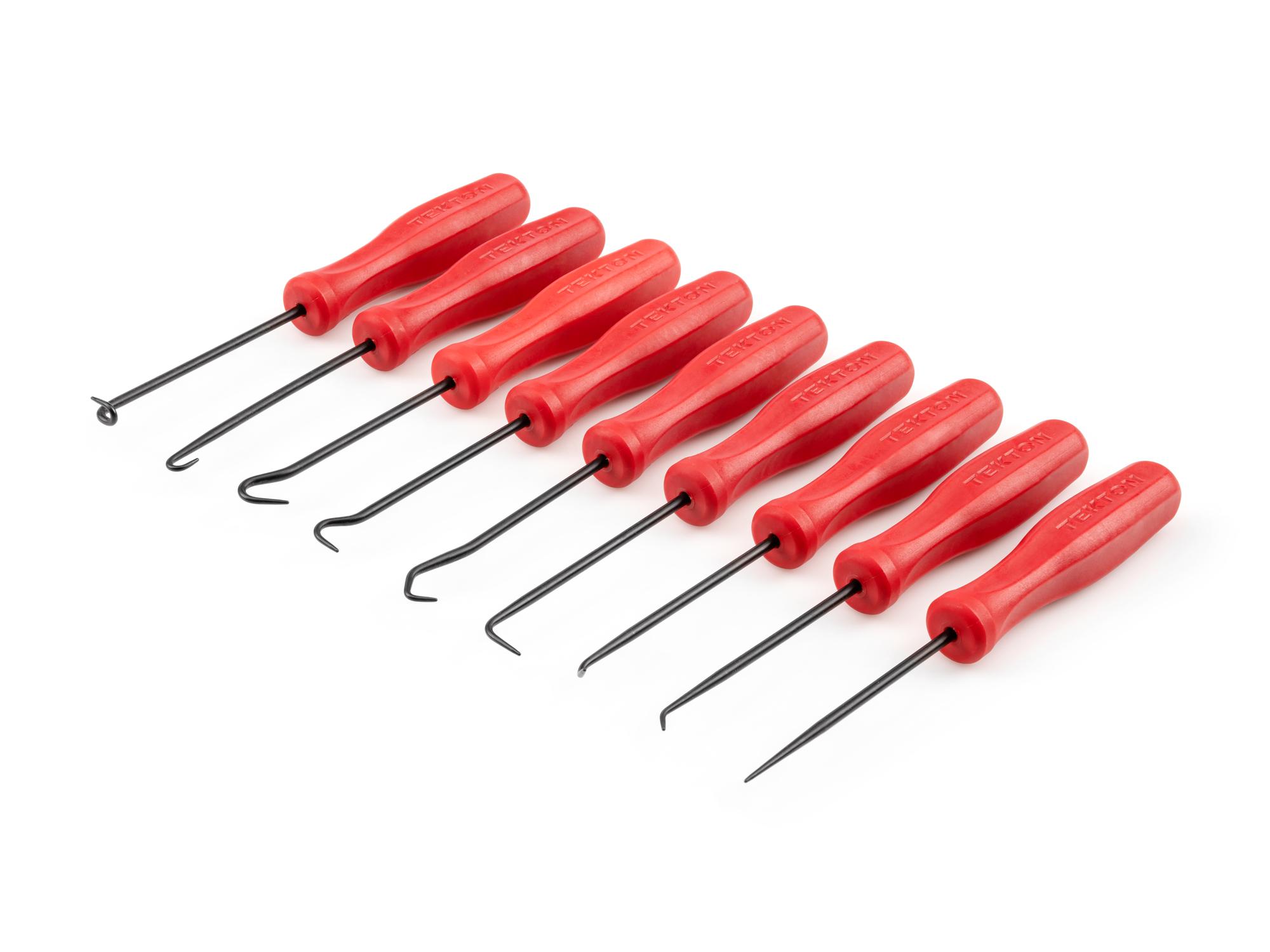 Front-right angle view of Tekton 3 inch pick and hook set. Item #PNH90001