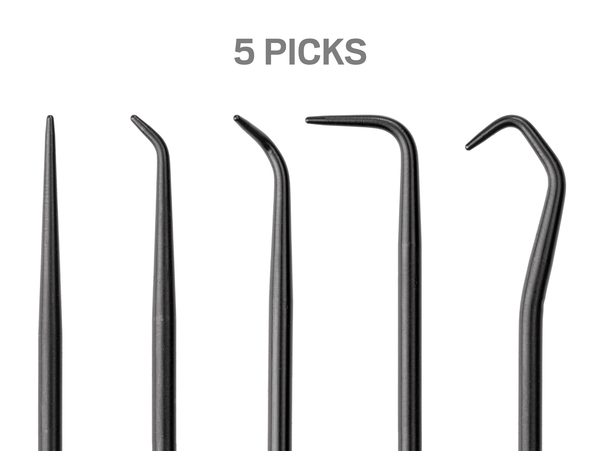 Set includes five blunt picks and four blunt hooks with classic square handles. PNH90001.