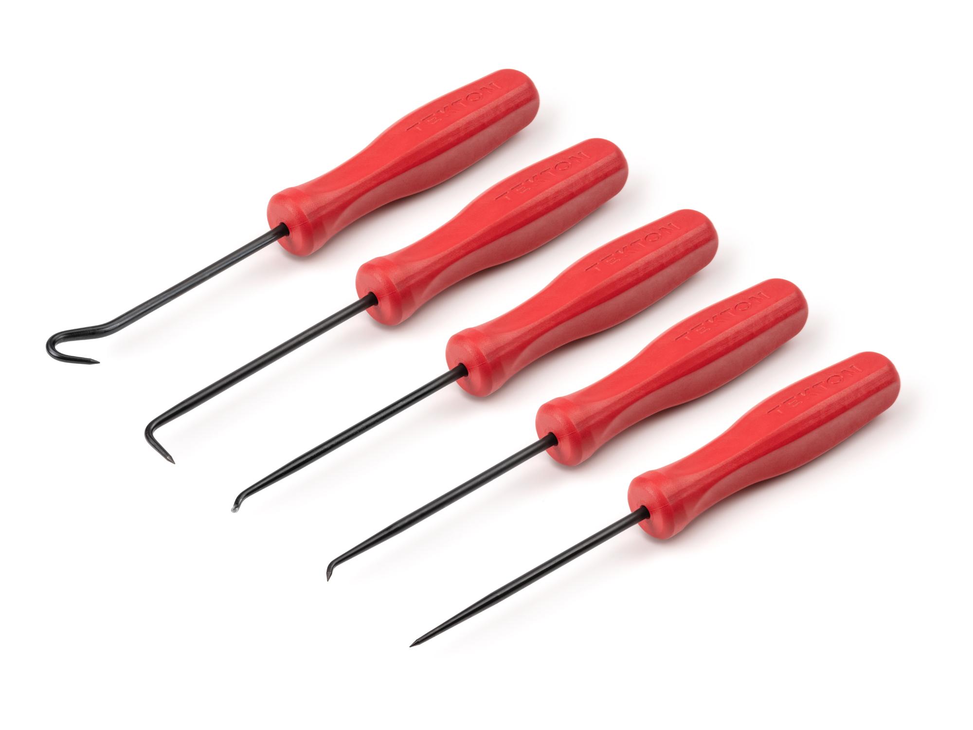 Front-right angle view of Tekton 3 inch pick and hook set. Item #PNH90102