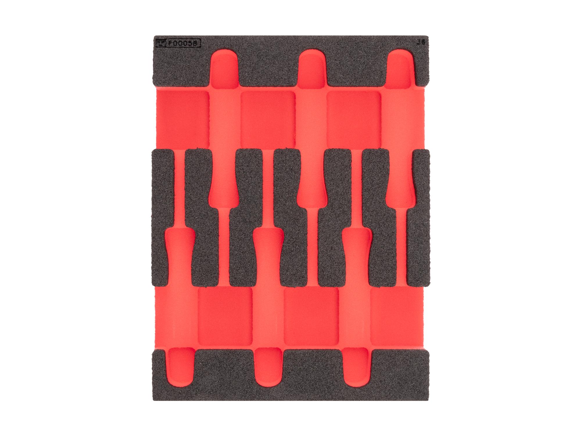 Top view of black Tekton mini pry bar set foam organizer (8 x 6 inch). F00058KR