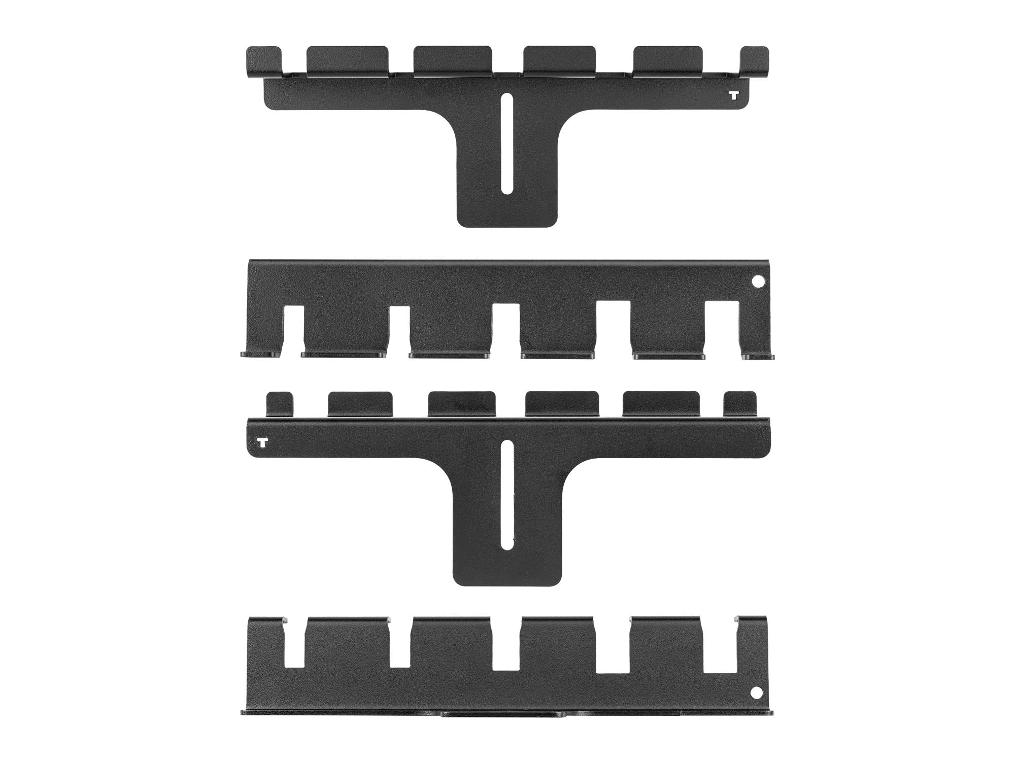 Side view of black Tekton hanger pick and pry bar organization. Item #OPW11305