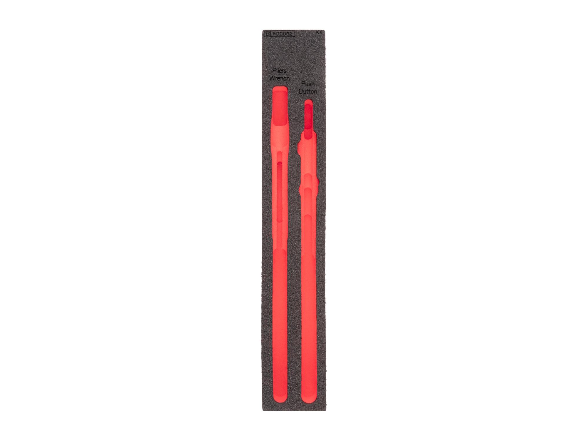Top view of black Tekton pliers set foam organizer, 12 x 2 inch. F00062KR