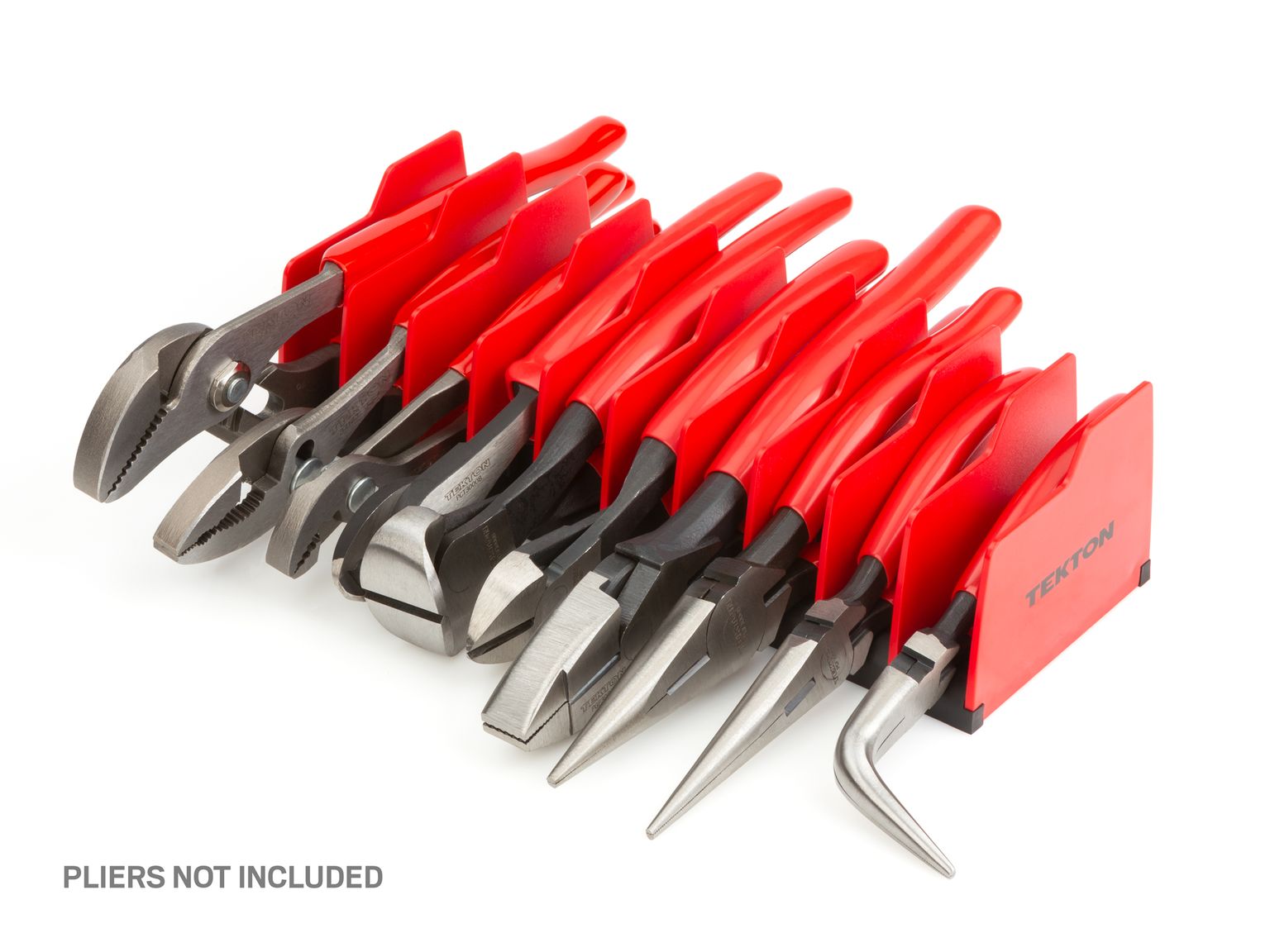Laid out contents of Tekton rack pliers organization set. Item #X113