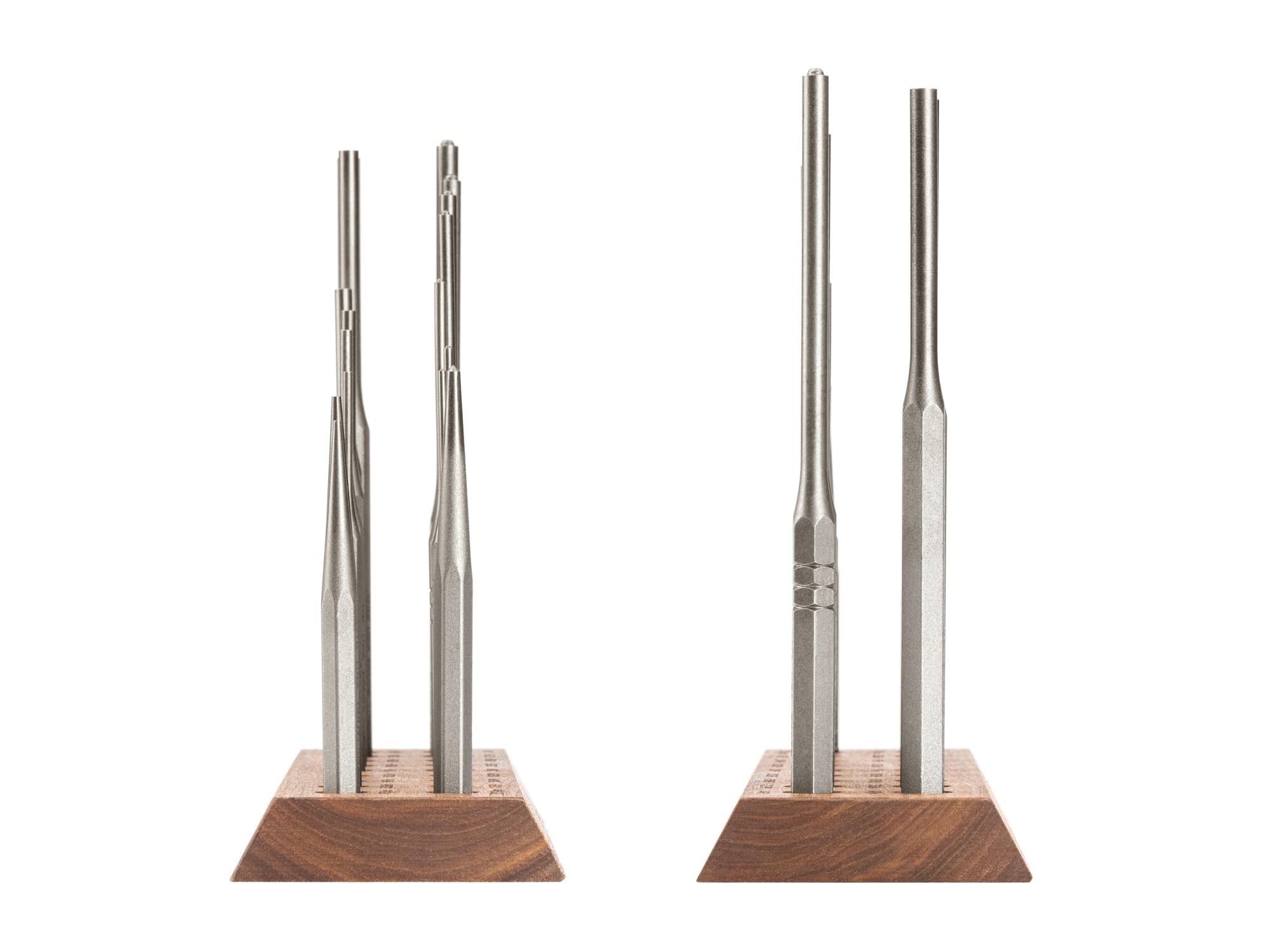 Side view of Tekton stand punch and chisel set set. Item #66564