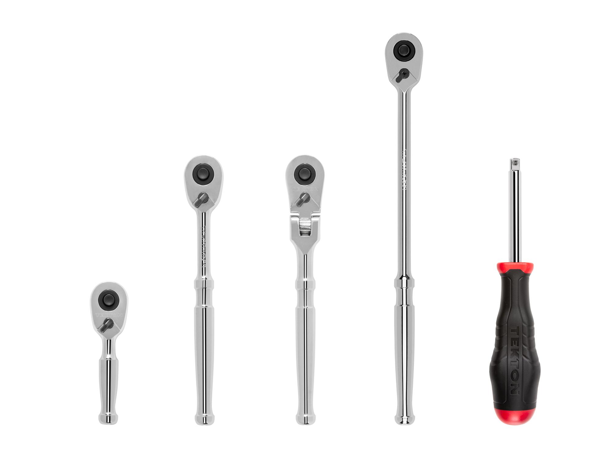 Front view of Tekton ratchet set. Item #SDR99007
