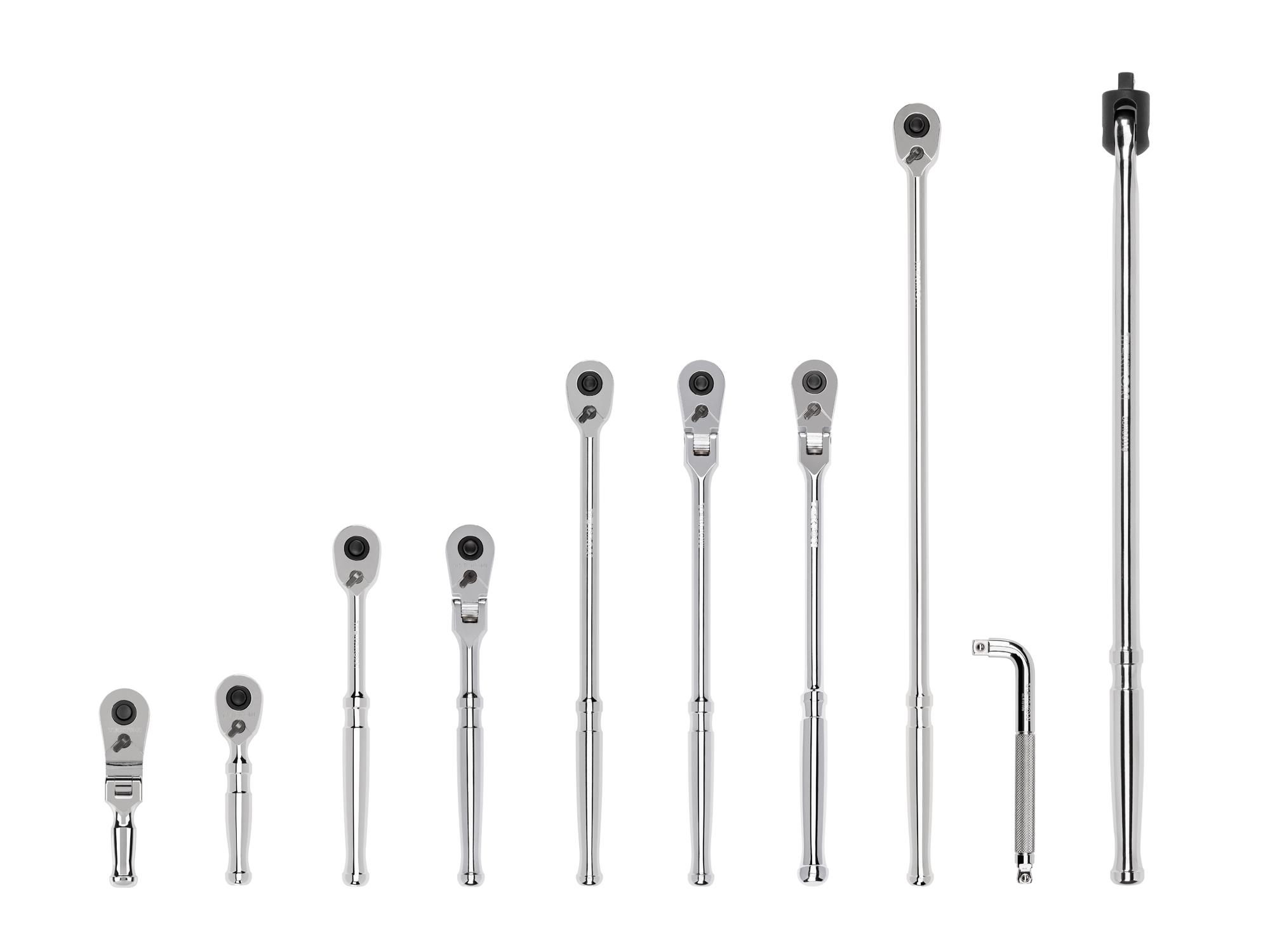 Front view of Tekton ratchet set. Item #SDR99101