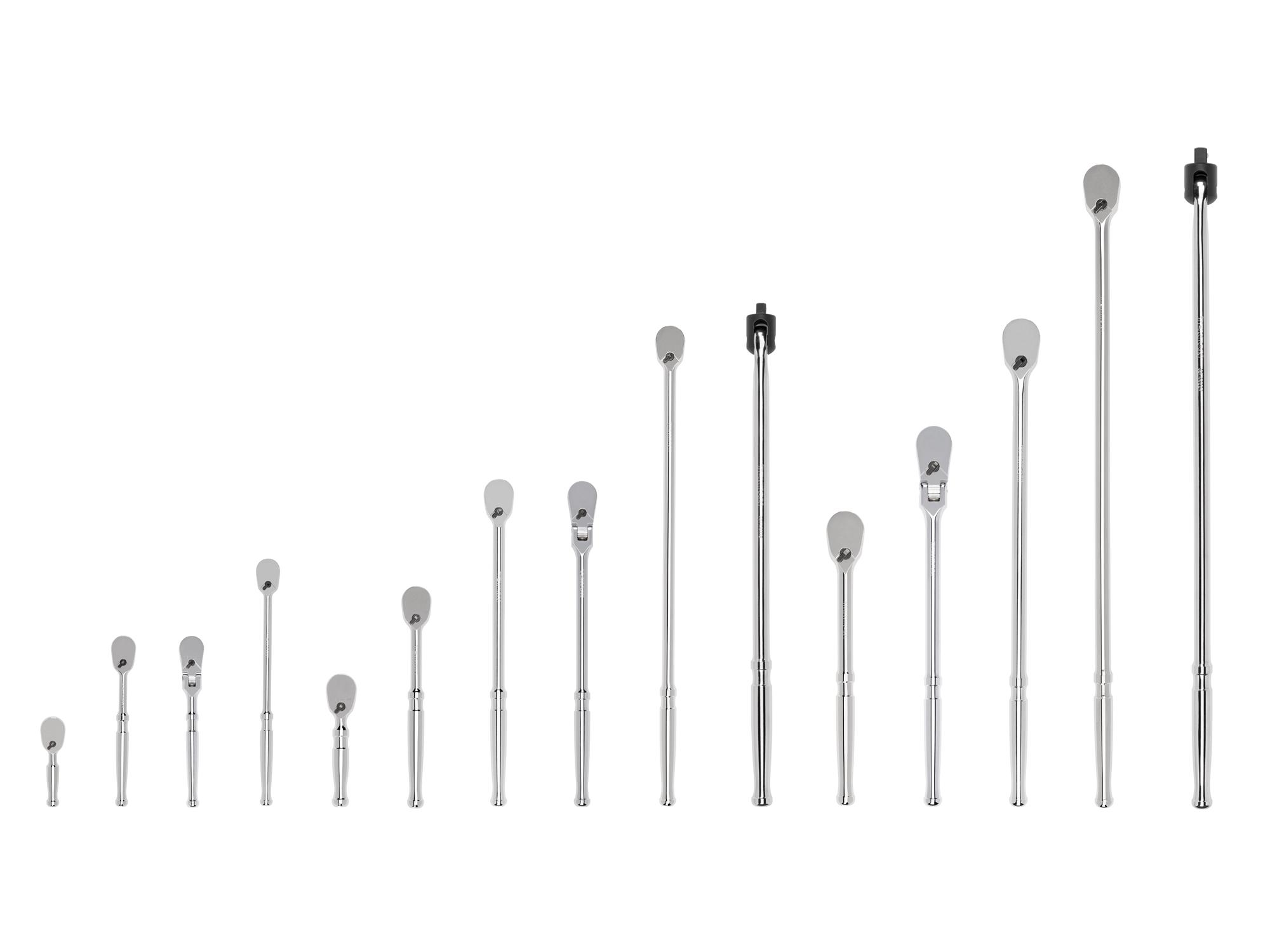 1/4, 3/8, 1/2 Inch Drive Non-Quick-Release Ratchet and Breaker Bar Set (15-Piece)