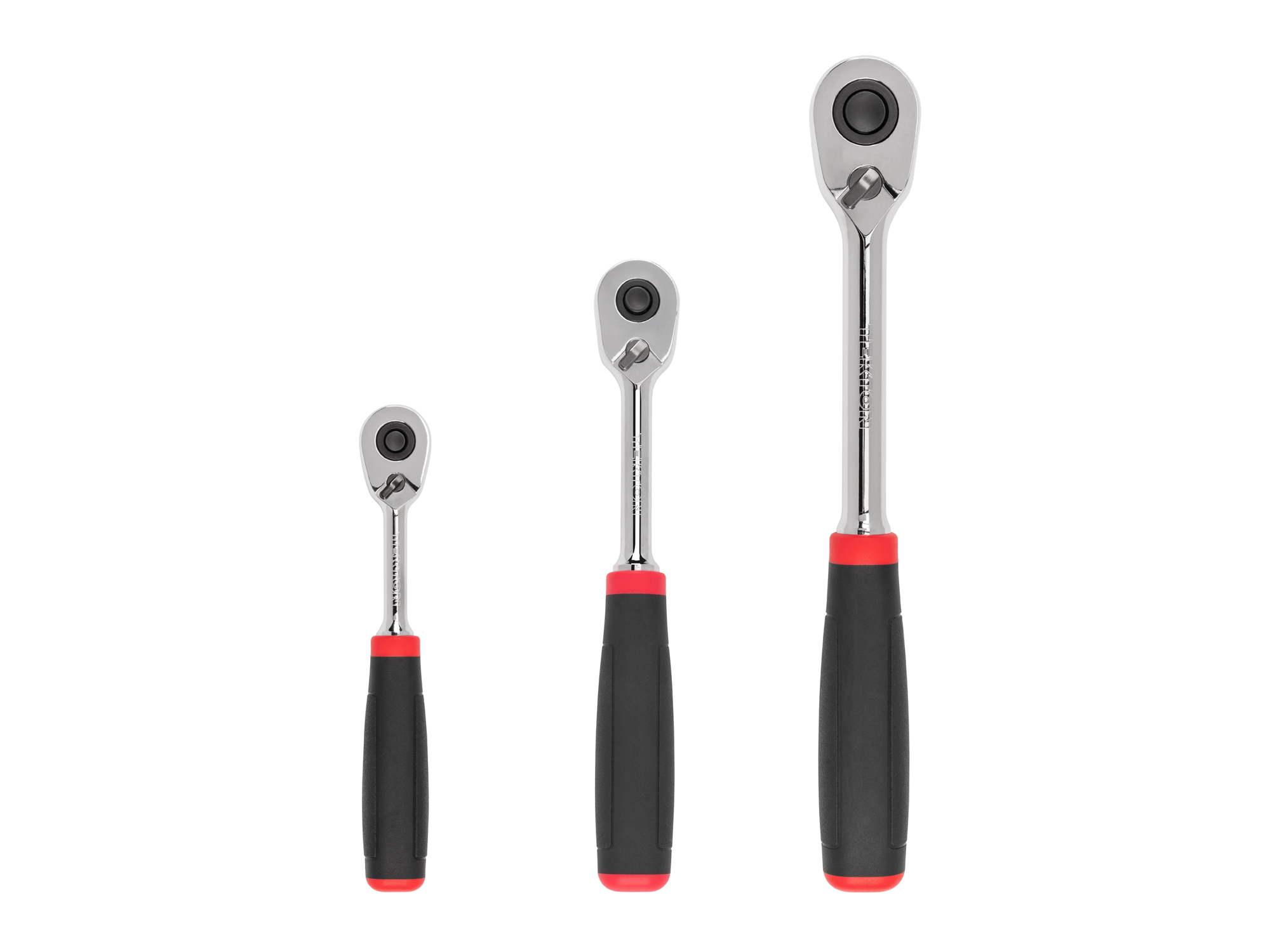 1/4, 3/8, 1/2 Inch Drive Quick-Release Comfort Grip Ratchet Set (3-Piece)