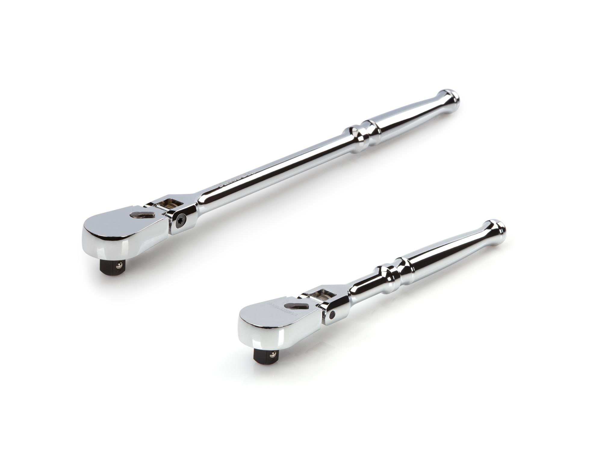 Front-right angle view of Tekton ratchet set. Item #SRH91201