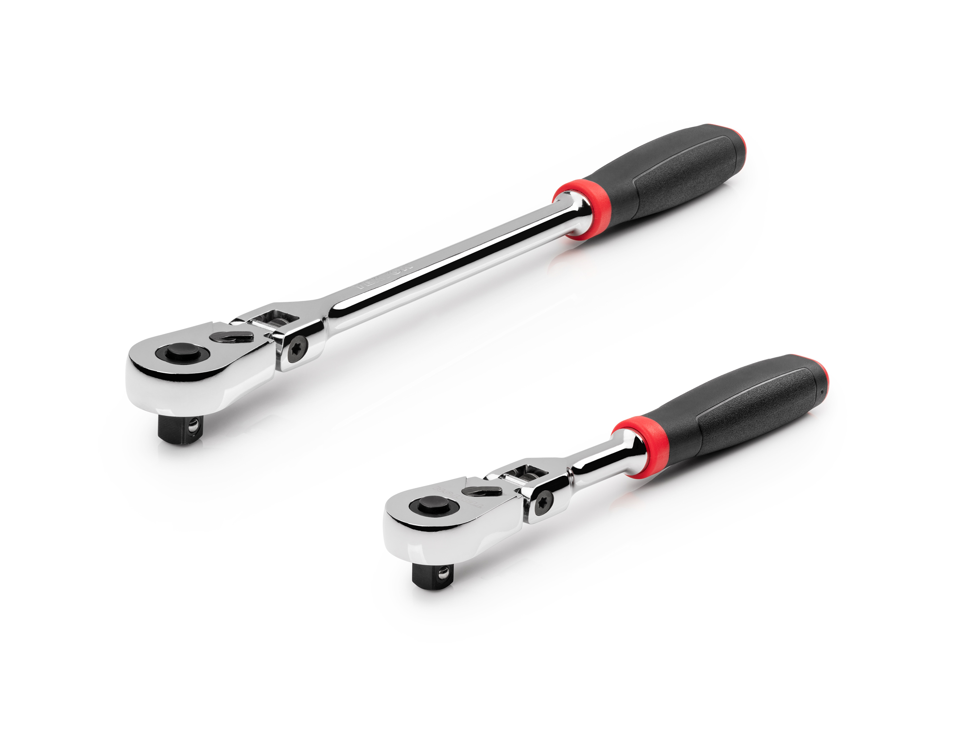 Set includes 8 inch and 12 inch flex head quick-release comfort grip ratchets in 3/8 inch drive. SRH91302.