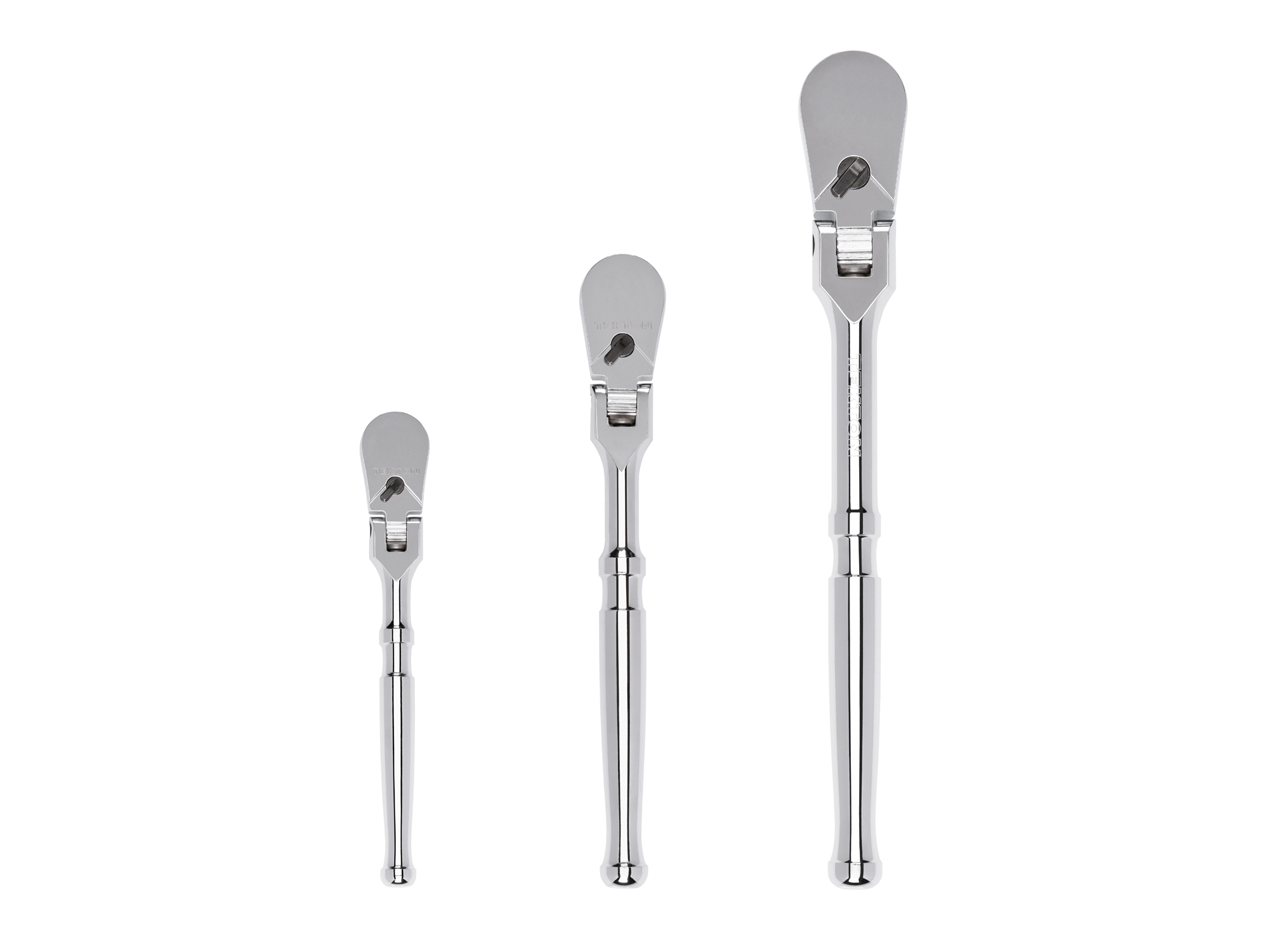 TEKTON 1/4, 3/8, 1/2 Inch Drive Flex Head Ratchet Set, 3-Piece (6, 8, 10-1/2 in.)