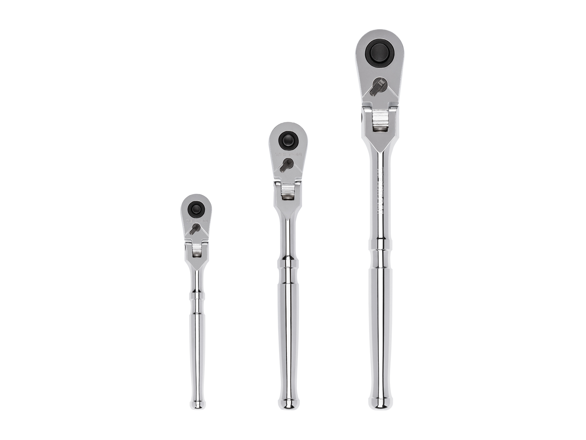 1/4, 3/8, 1/2 Inch Drive Flex Head Quick-Release Ratchet Set (3-Piece)