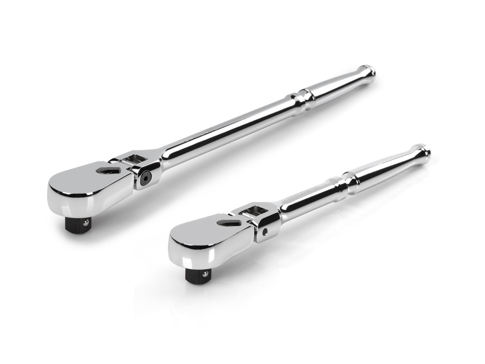 Front-right angle view of Tekton ratchet set. Item #SRH92201