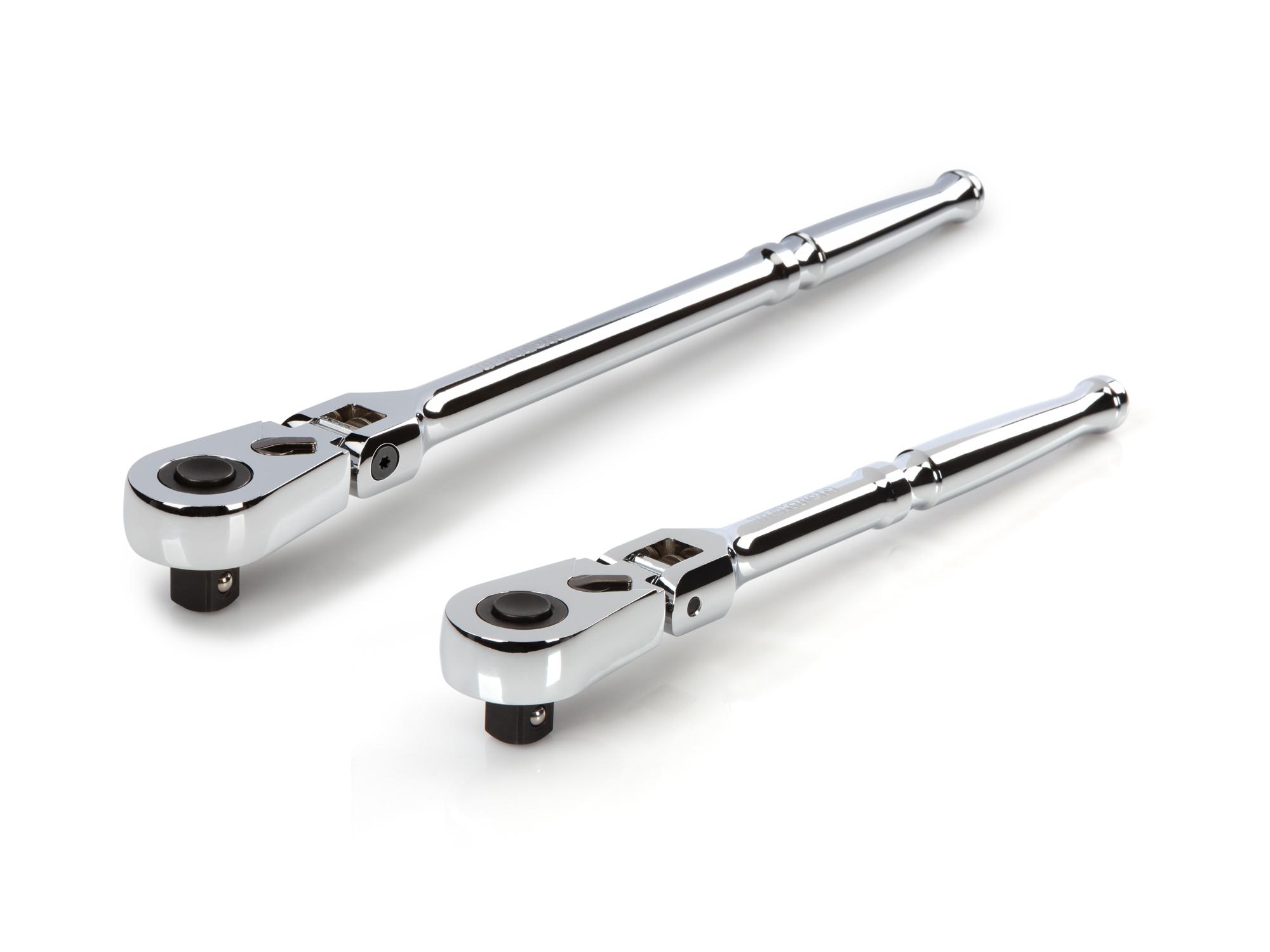 Front-right angle view of Tekton ratchet set. Item #SRH92301
