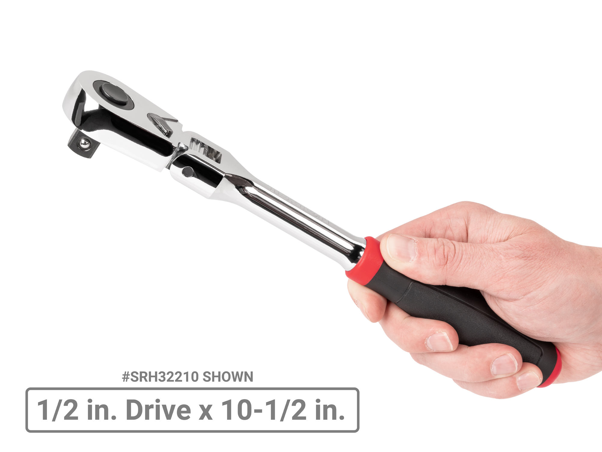 Set includes 10.5 inch and 14 inch flex head quick-release comfort grip ratchets in 1/2 inch drive. SRH92302.