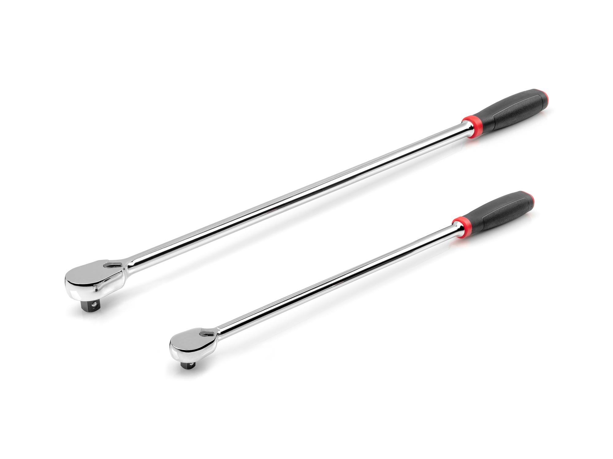 Front-right angle view of Tekton ratchet set. Item #SRH99006