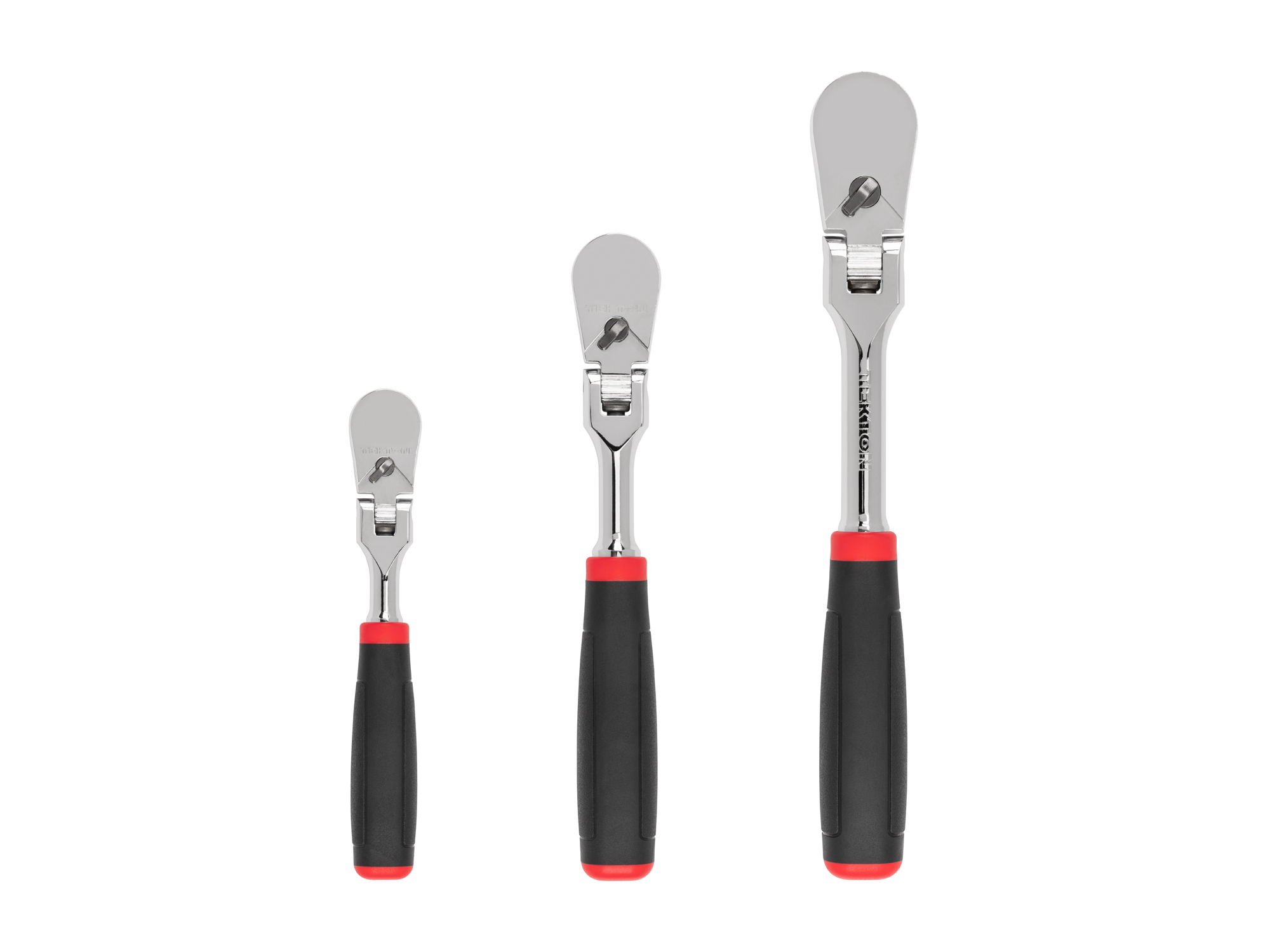 1/4, 3/8, 1/2 Inch Drive Flex Head Comfort Grip Ratchet Set (3-Piece)