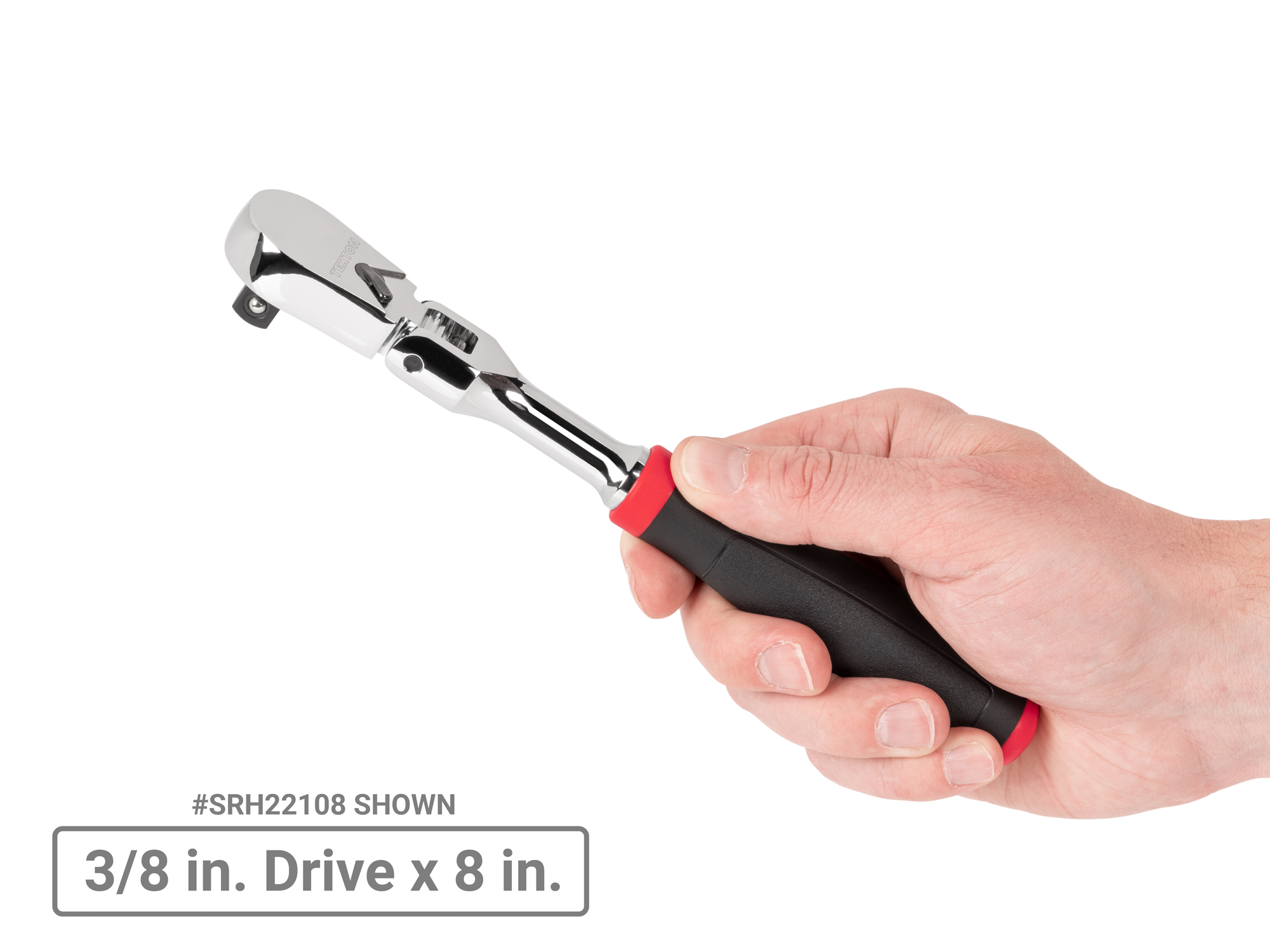 Classic non-quick-release flex head ratchet with 180-degree flex, 90-tooth gear, and 4-degree swing. Ultra-compact head and comfort grip handle. SRH22108.