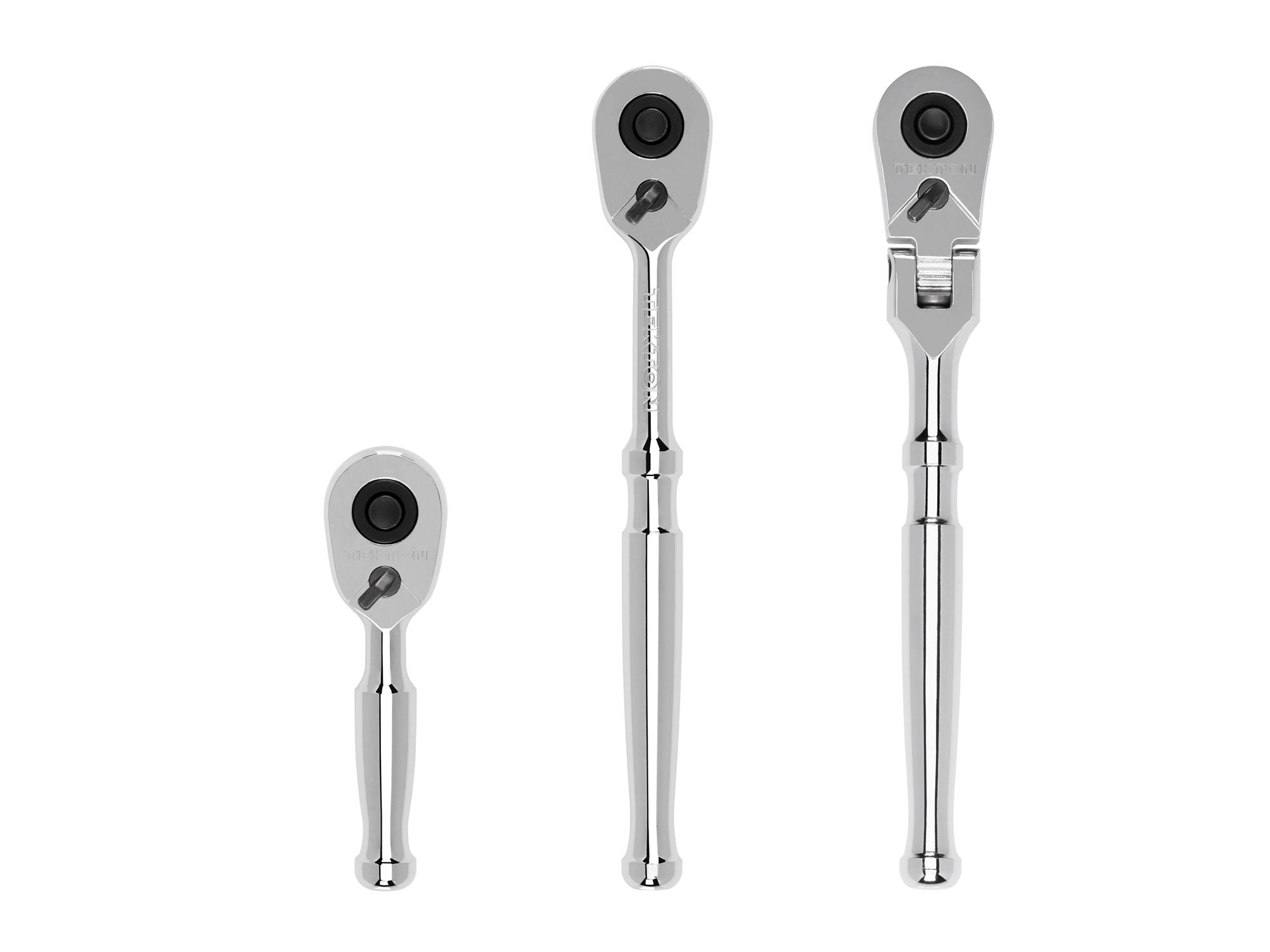 Front view of Tekton ratchet set. Item #SRH99122