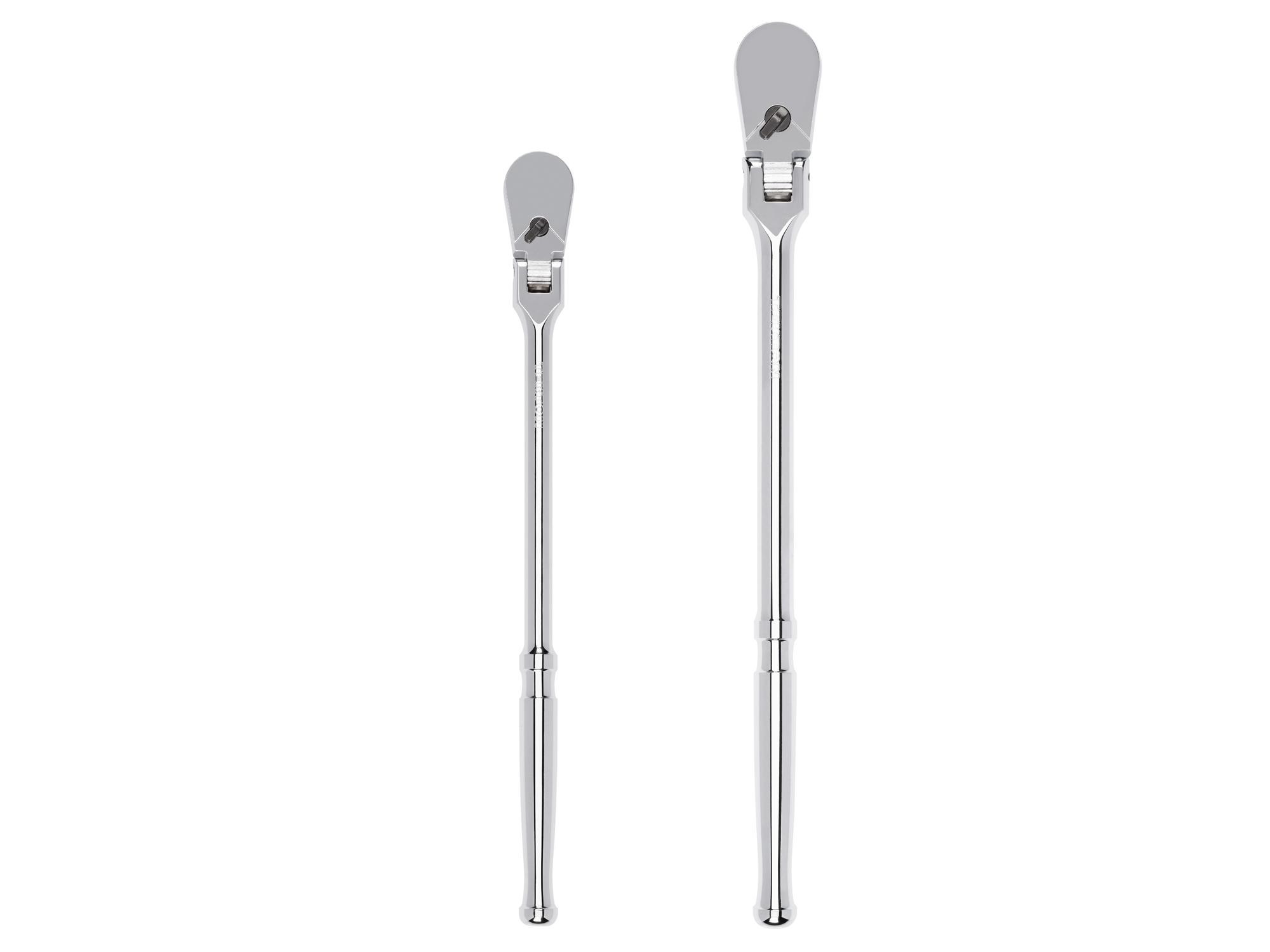 3/8, 1/2 Inch Drive Flex Head Non-Quick-Release Long Ratchet Set (2-Piece)