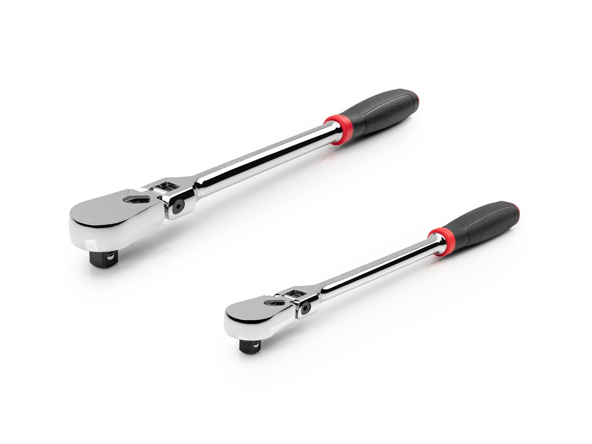 Front-right angle view of Tekton ratchet set. Item #SRH99202