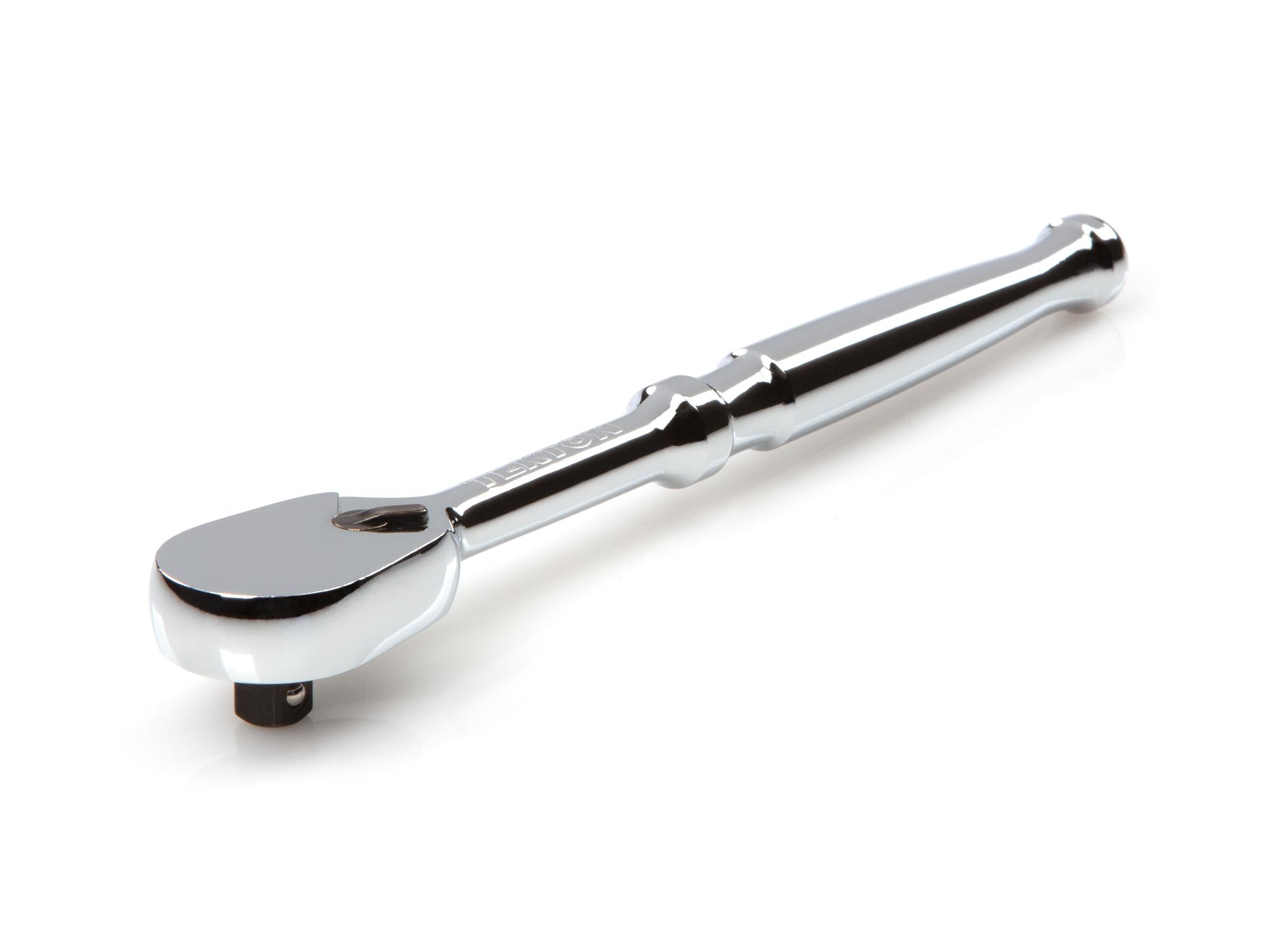 Front-right angle view of Tekton 6 inch ratchet. Item #SRH01006